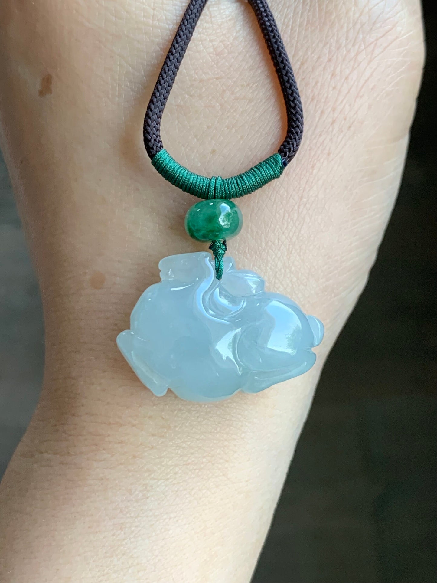 Stunning Natural Burmese Grade A Icy Translucent Gelatinous Light Blue Jadeite Pendant Carved Tang Horse Rope Necklace 天然缅甸冰胶淡晴蓝翡翠唐马挂件