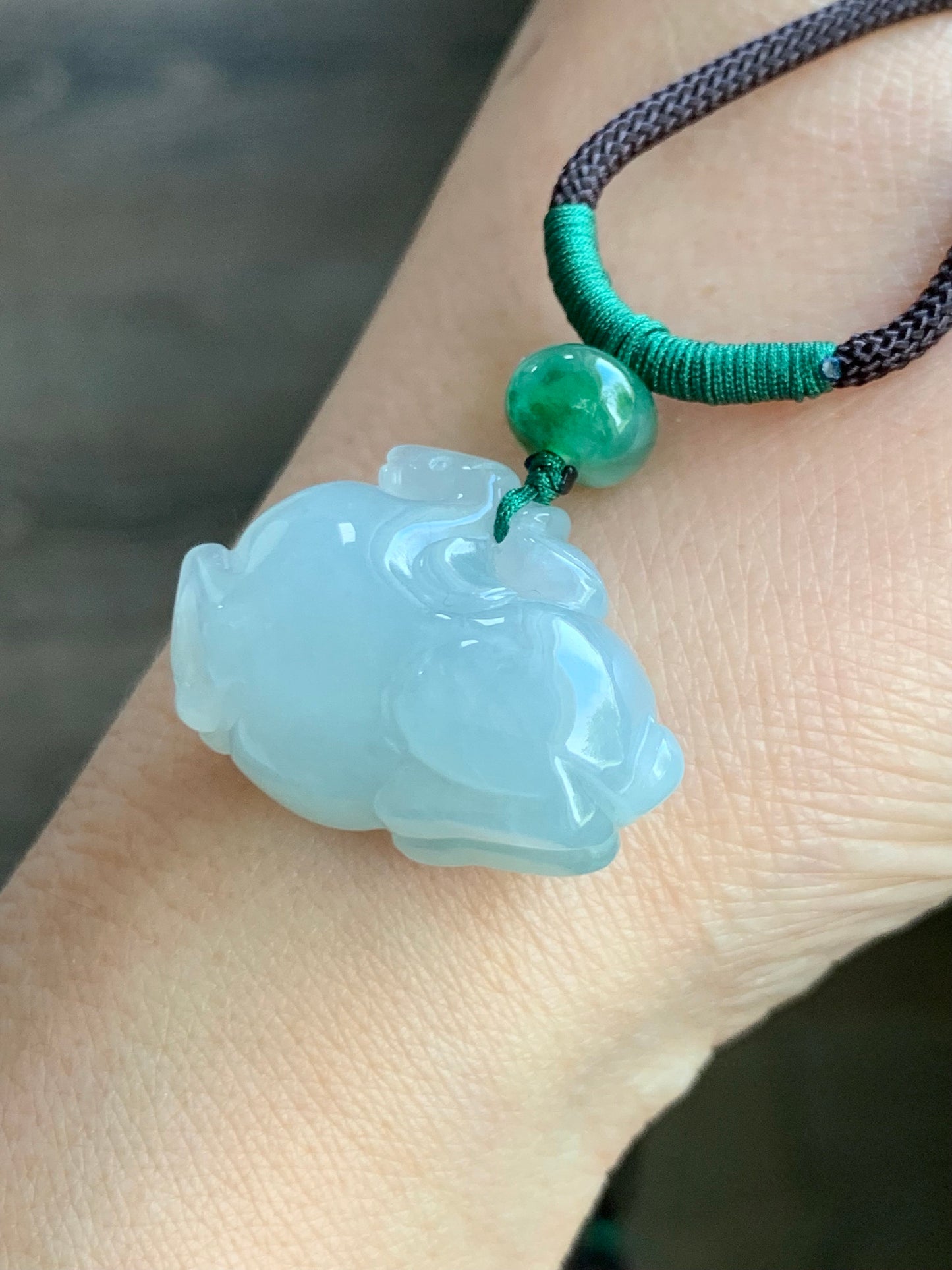 Stunning Natural Burmese Grade A Icy Translucent Gelatinous Light Blue Jadeite Pendant Carved Tang Horse Rope Necklace 天然缅甸冰胶淡晴蓝翡翠唐马挂件