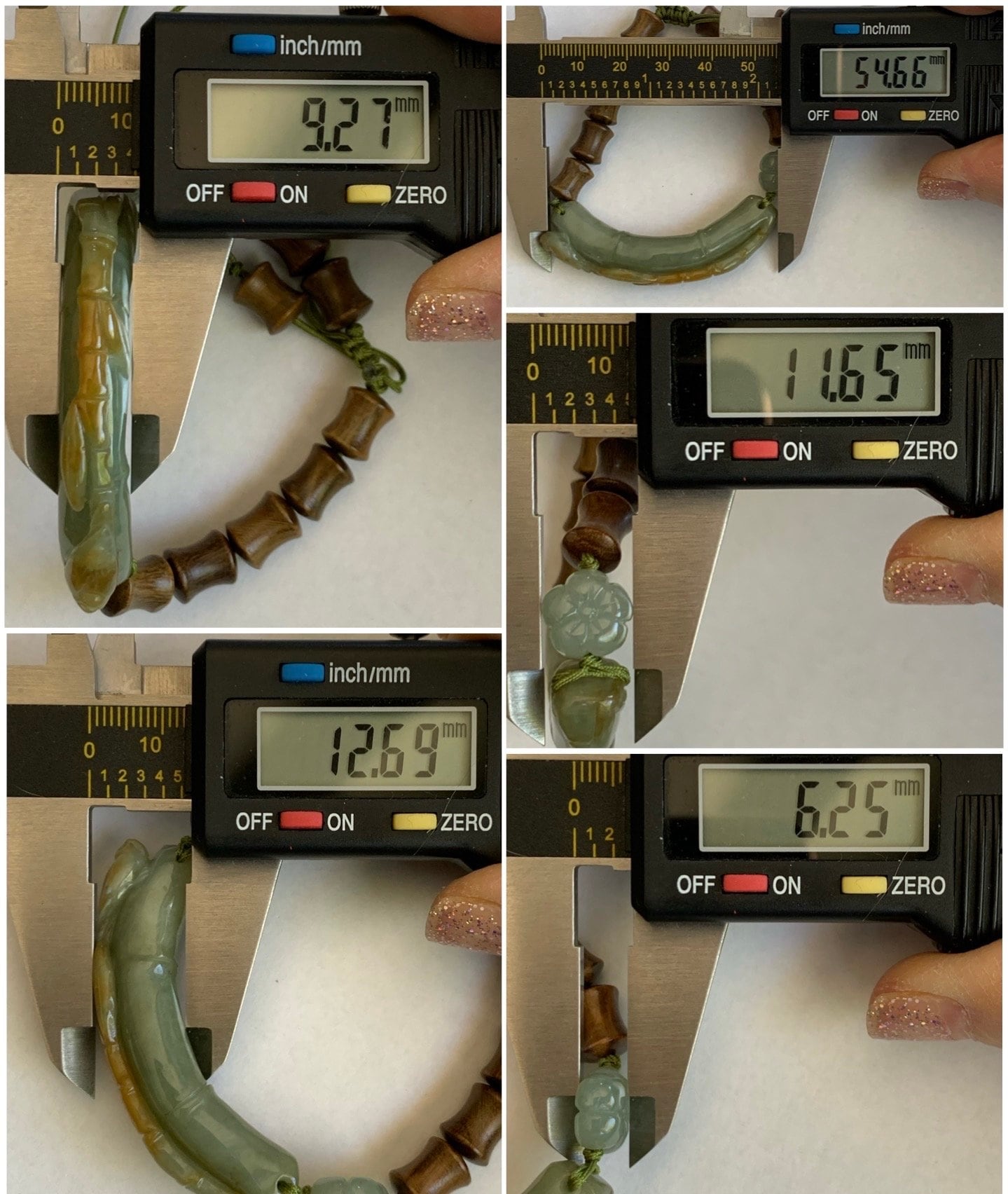 Natural Burmese Translucent Dusty Green Jadeite w/ Yellow Marbling Bamboo Cuff Green Sandalwood Beaded Bracelet 6.75” 21g 天然缅甸黄加绿翡翠竹节绿檀木手串