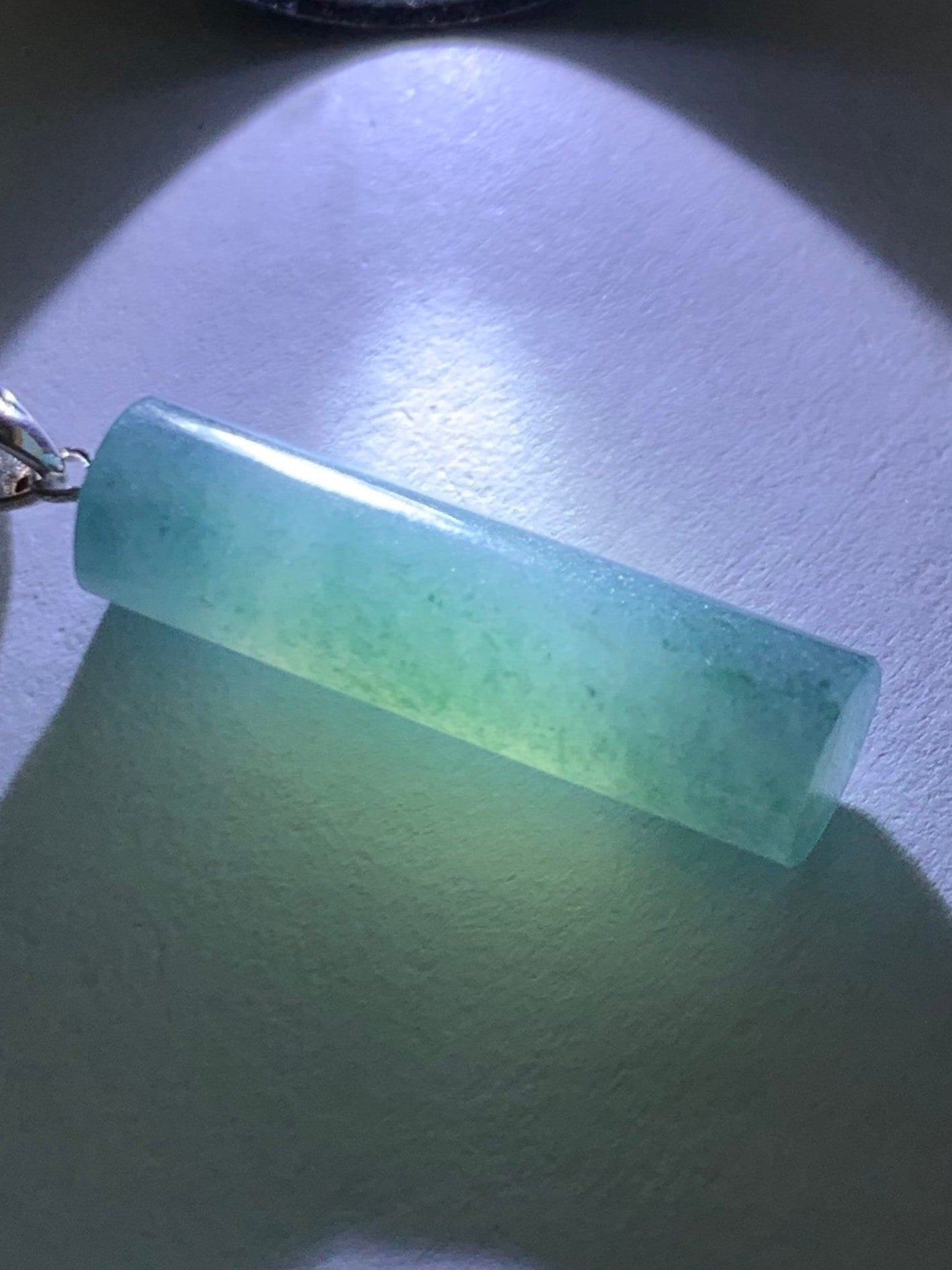 Natural Guatemalan Icy Translucent Dark Blue Jadeite Pillar Cylinder Pendant 18K White Gold 天然冰危深蓝翡翠圆柱镶嵌吊坠 A