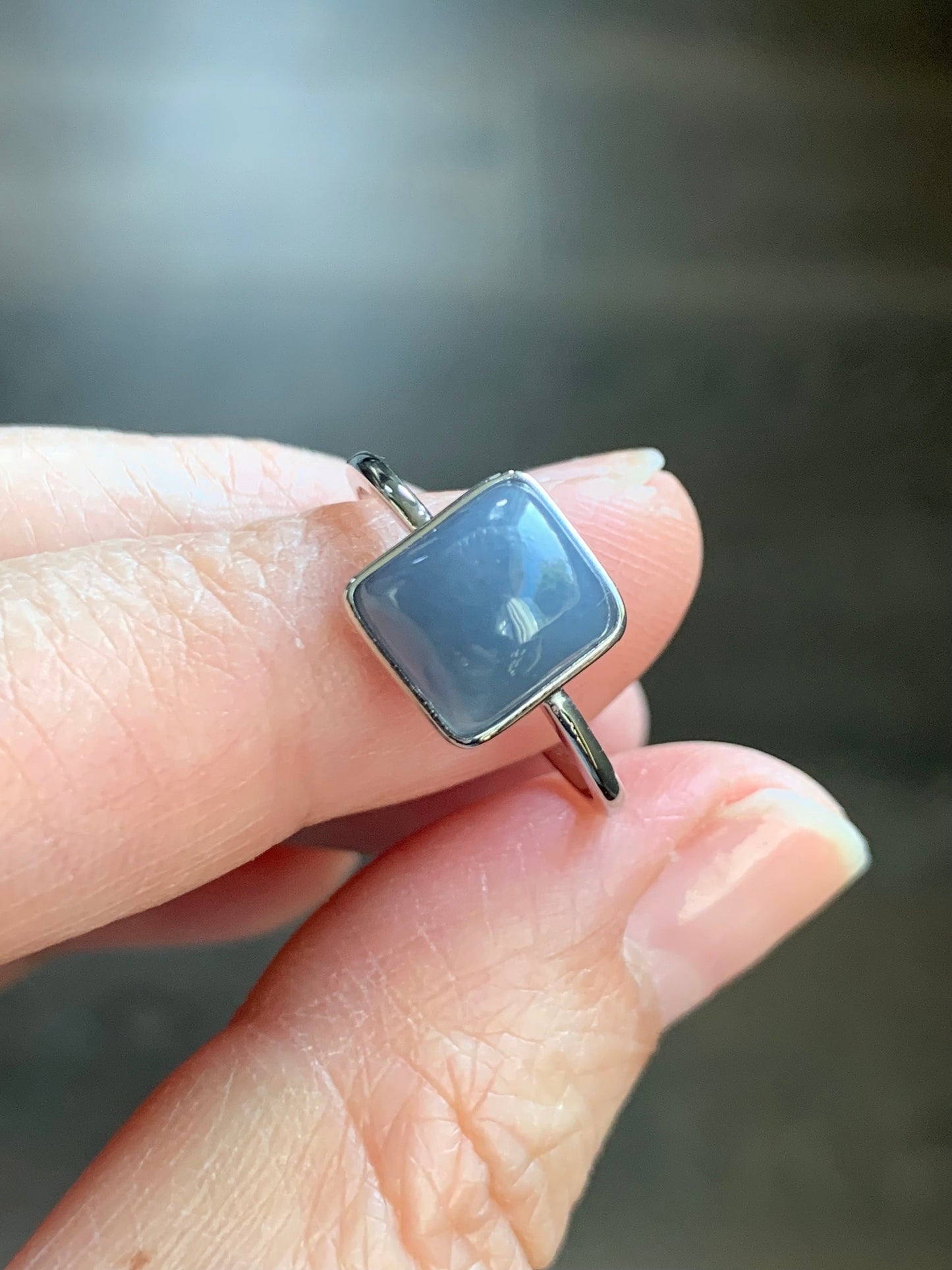 Certified Guatemalan Icy Translucent Dusty Purplish Blue Jadeite Cushion Cabochon Solitaire Ring 18K White Gold Sz 7.25 2.44g 天然危料淡蓝紫翡翠镶嵌戒指