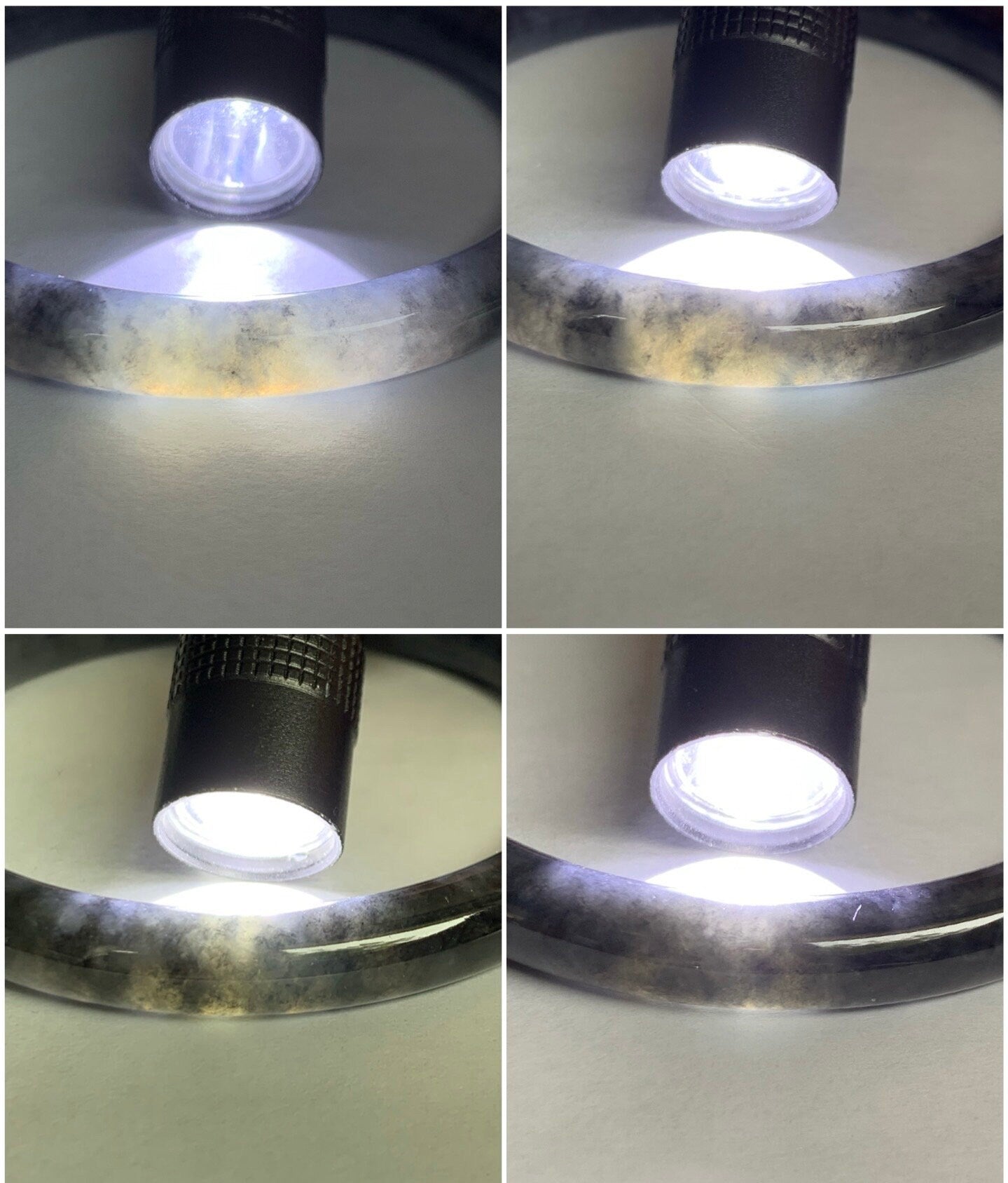 Certified Natural Burmese Icy Translucent Dark Wuji Jadeite Slim Bangle Bracelet 7.5x7.6mm 58mm 7" 30.58g 天然缅甸冰乌鸡翡翠圆条手镯 1490