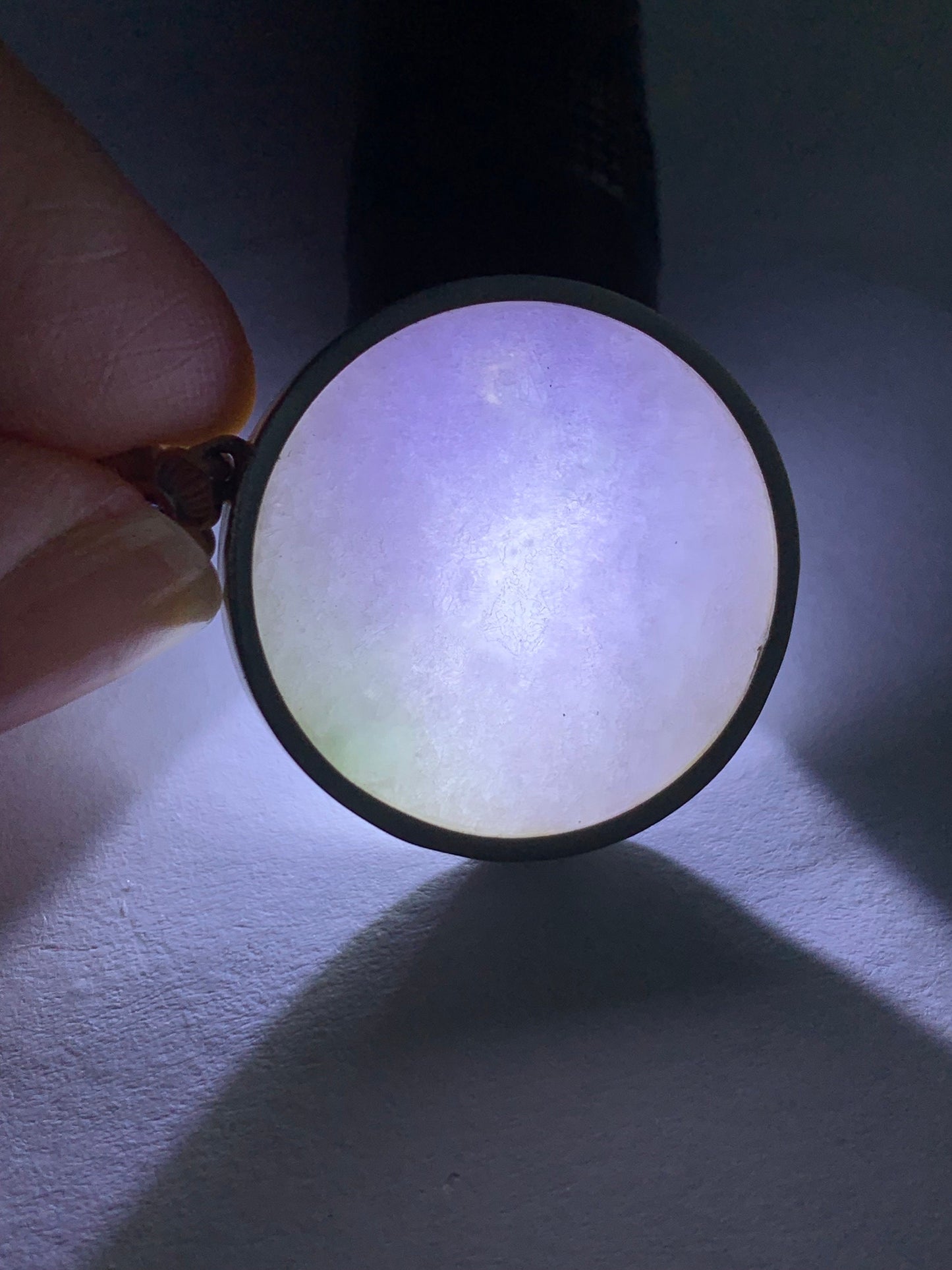 Certified Natural Burmese Grade A Untreated Light Purple Jadeite Pendant Sterling Silver w/ Blue Sapphire 8.42g 天然缅甸淡紫翡翠无事牌蓝宝石银镶吊坠 1666