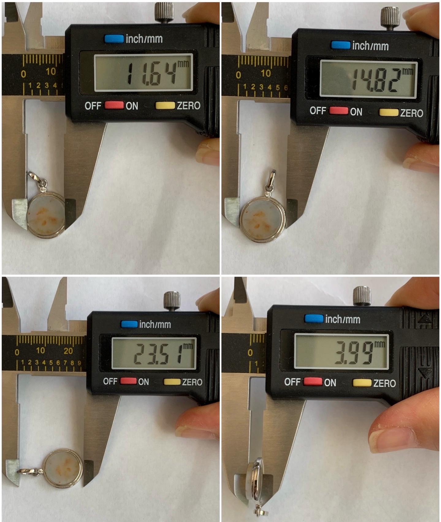 Petite Natural Burmese Icy Translation Light Blue Golden Marbled Jadeite Round Wu Shi Pai Pendant Sterling Silver 天然缅甸蓝底撒金翡翠小无事牌银镶吊坠