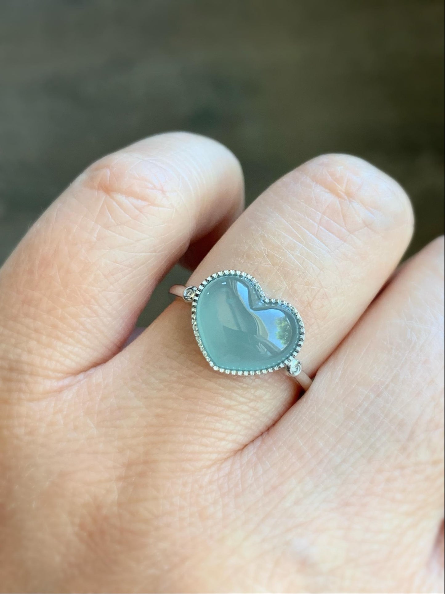 Certified Natural Burmese Icy Translucent Light Blue Jadeite Heart Ring 18K White Gold Natural Diamonds sz 7.25 2.74g 天然缅甸冰胶淡蓝翡翠爱心镶嵌戒指 8602