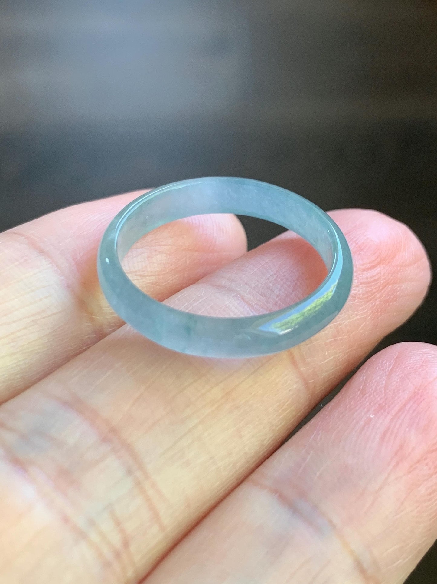 Natural Guatemalan Icy Highly Translucent Light Blue Jadeite Band Ring Size 8 天然冰危起冰起光浅蓝翡翠戒圈 XDL55A