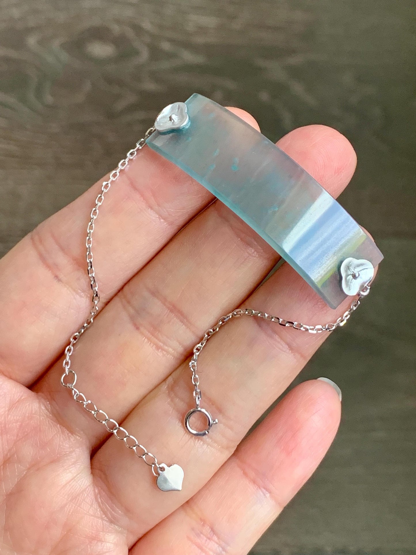 Certified Natural Guatemalan Icy Highly Translucent Dusty Blue Jadeite Cuff Chain Bracelet 18K White Gold 6.25”-7” 7.62g 天然冰危蓝翡翠素手牌镶嵌手链 3044