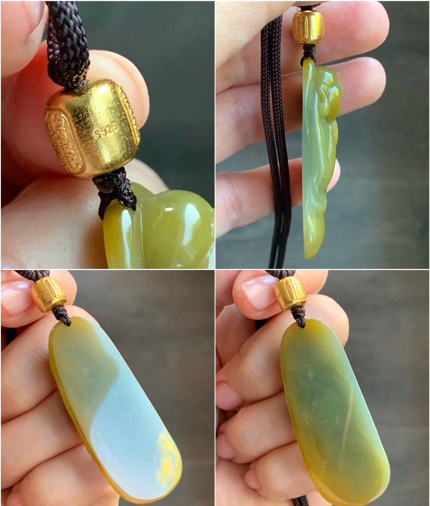 Certified Natural Guatemalan Icy Translucent Rich Vibrant Yellow Jadeite Carefree Buddha Pendant Rope Necklace 25” 天然冰危黄翡翠精工逍遥佛公吊坠 3018