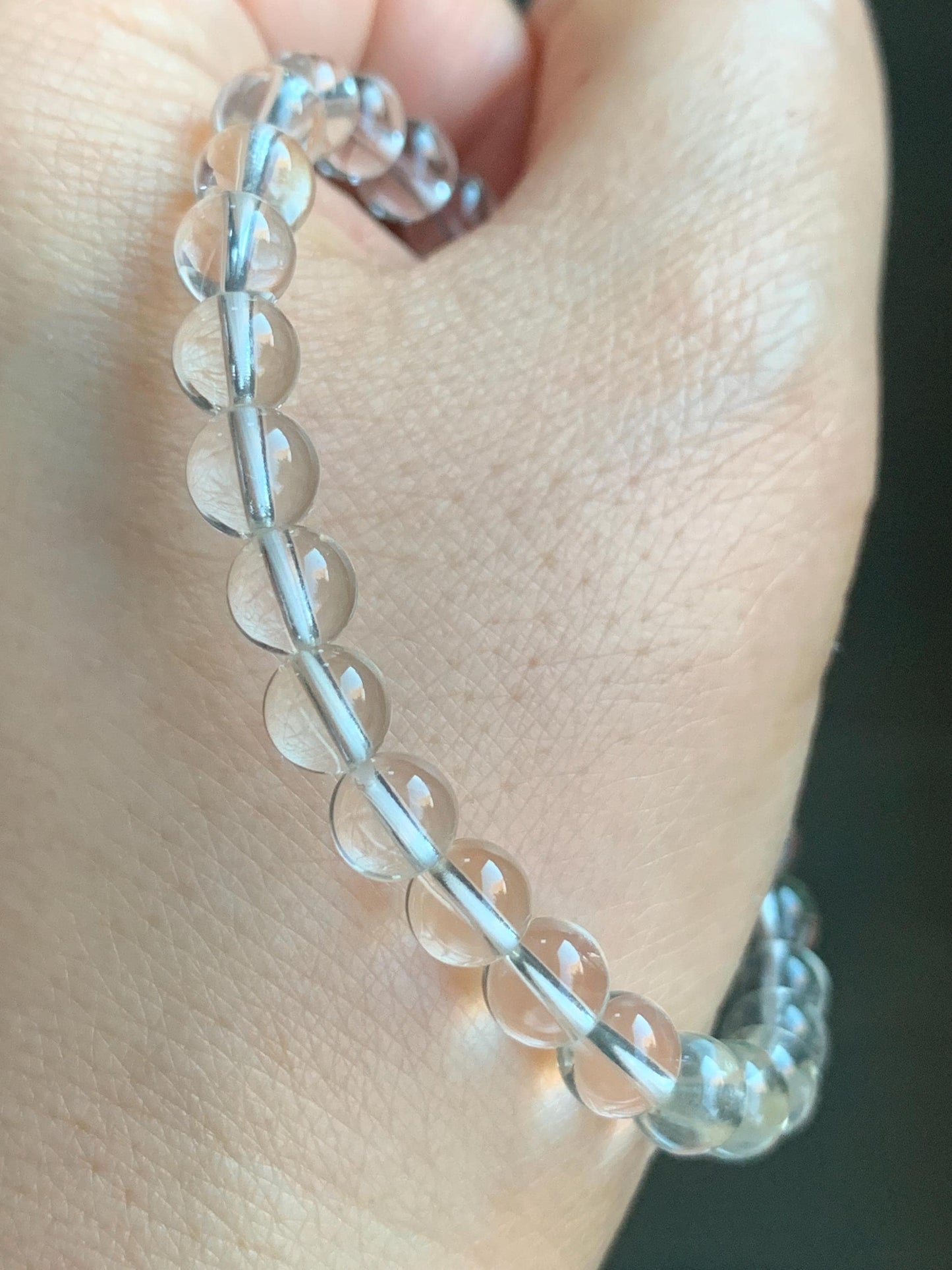 Natural Icy Transparent White Quartz Round Beads Beaded Bracelet Stretchy 6mm 6.5” 9g 天然冰透白水晶圆珠手串