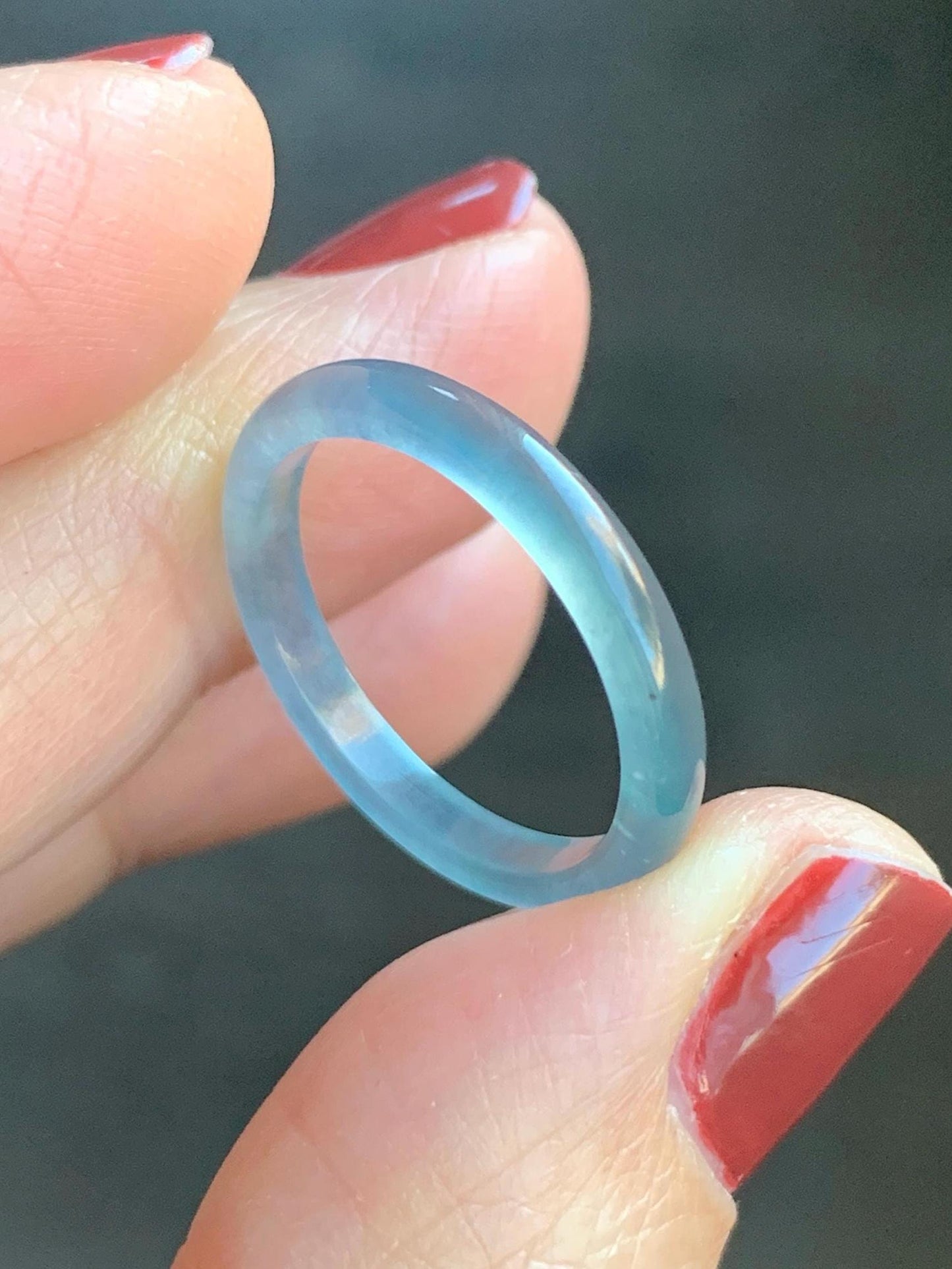 Stunning Natural Guatemalan Icy Highly Translucent Light Purplish Blue Jadeite Band Ring Size 7.25 天然冰危起冰起光淡蓝紫翡翠戒圈 XQ124A