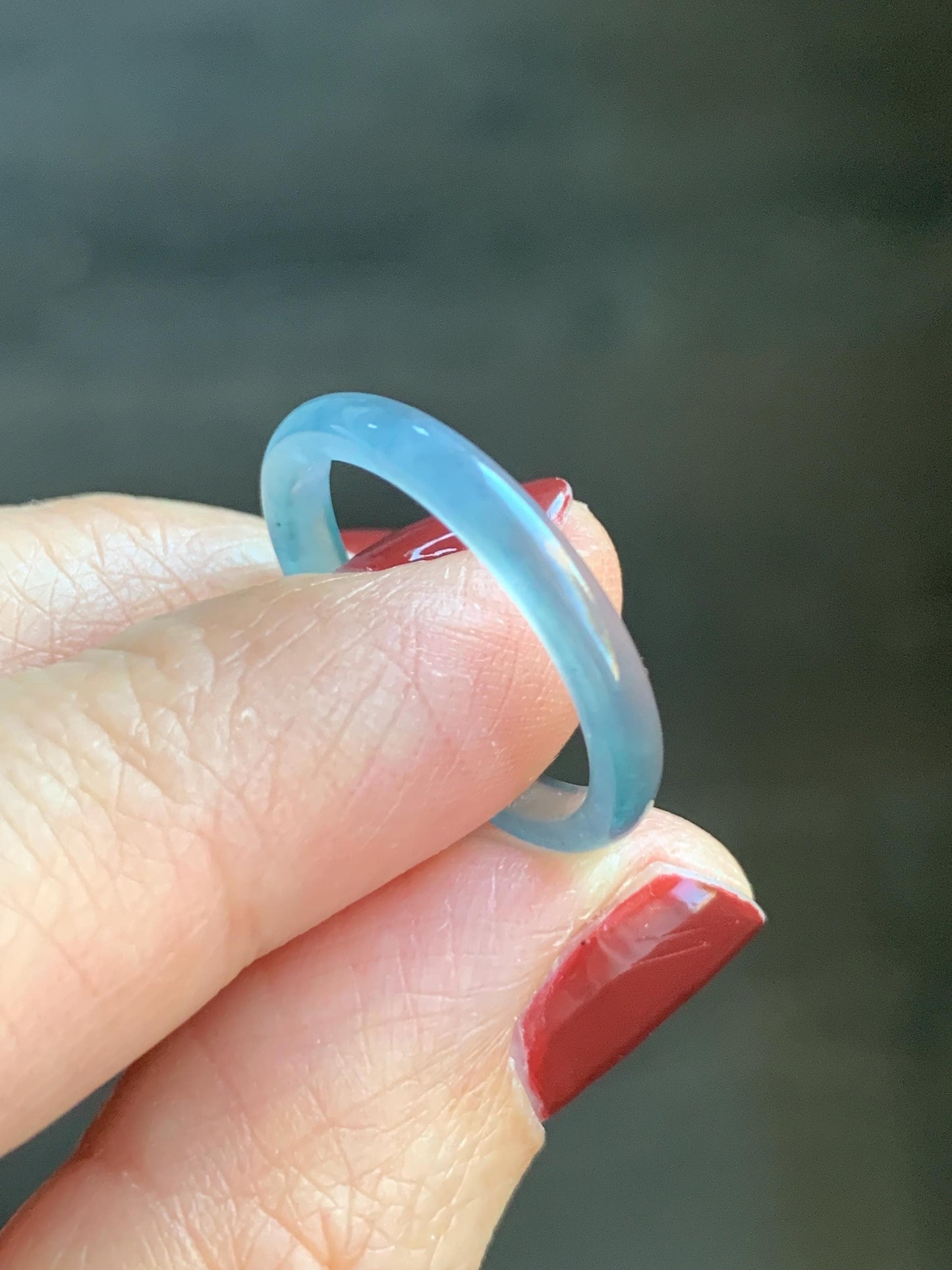 Stunning Natural Guatemalan Icy Highly Translucent Light Purplish Blue Jadeite Band Ring Size 7.75 天然冰危起冰起光淡蓝紫翡翠戒圈 XQ124D