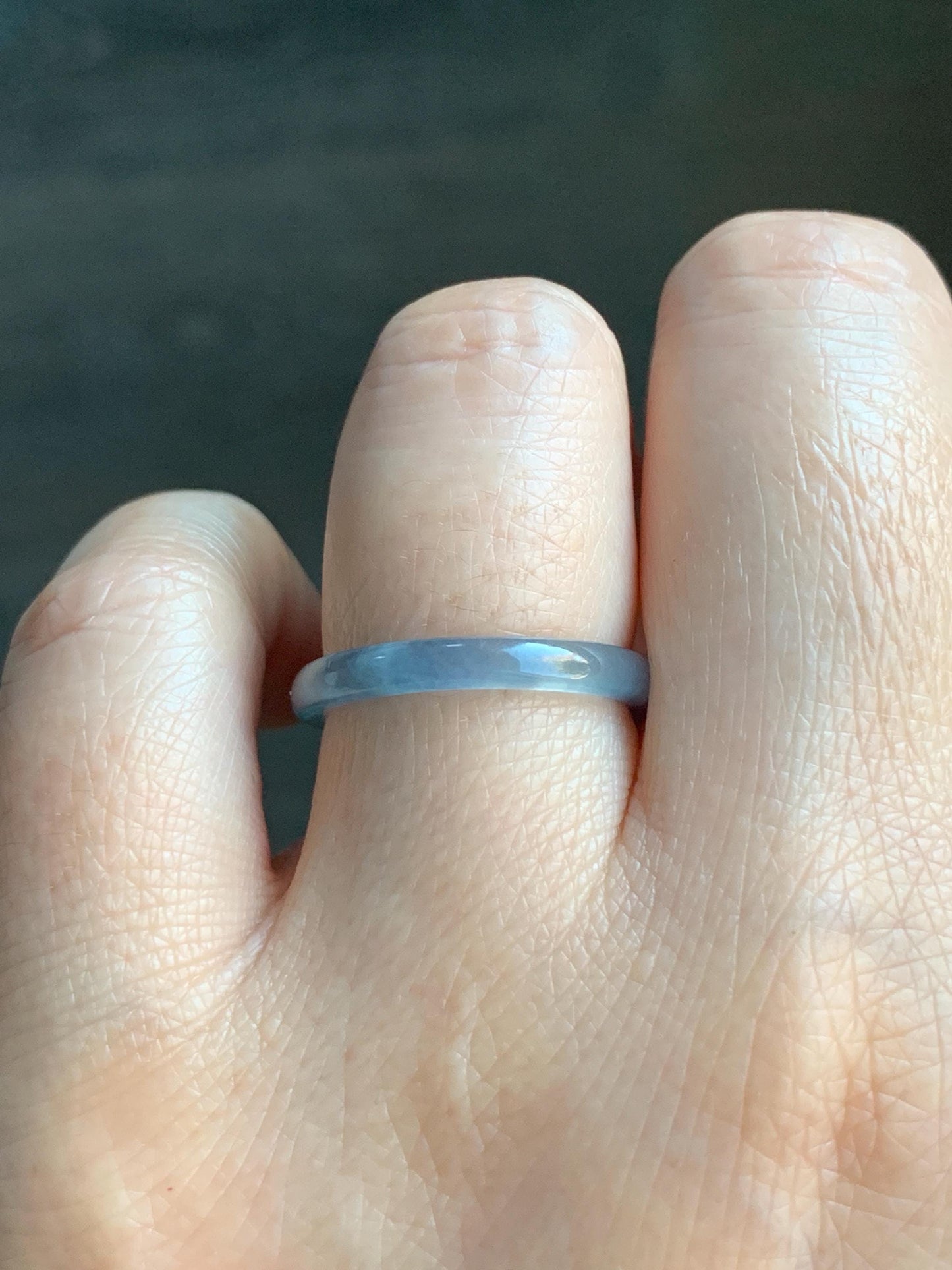 Stunning Natural Guatemalan Icy Highly Translucent Light Purplish Blue Jadeite Band Ring Size 7.25 天然冰危起冰起光淡蓝紫翡翠戒圈 XQ124A