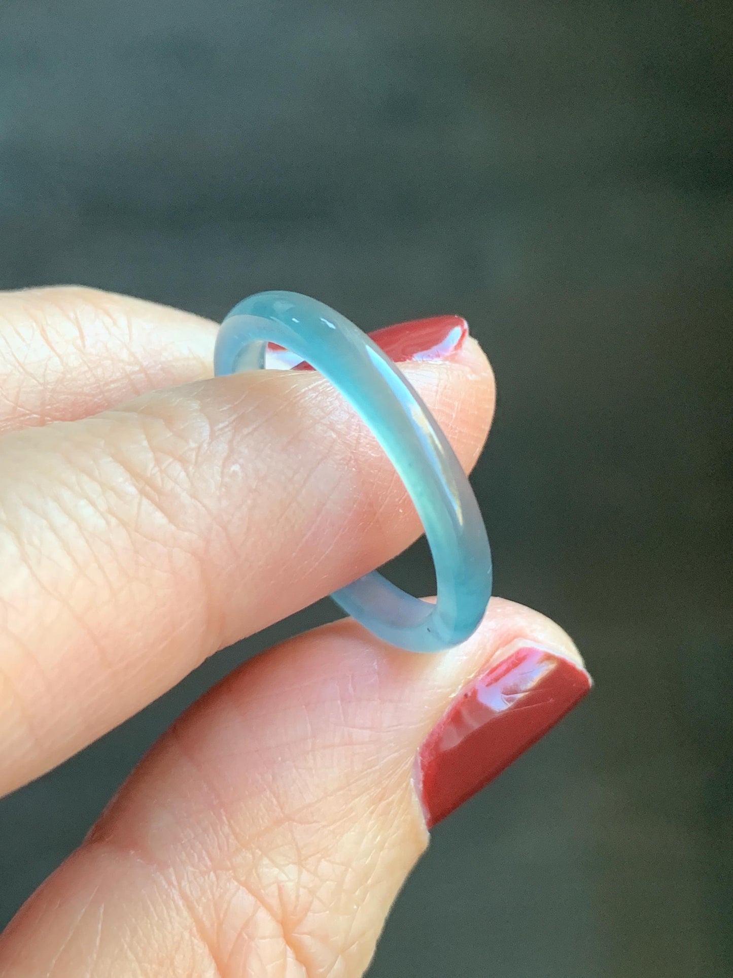 Stunning Natural Guatemalan Icy Highly Translucent Light Purplish Blue Jadeite Band Ring Size 7.75 天然冰危起冰起光淡蓝紫翡翠戒圈 XQ124D