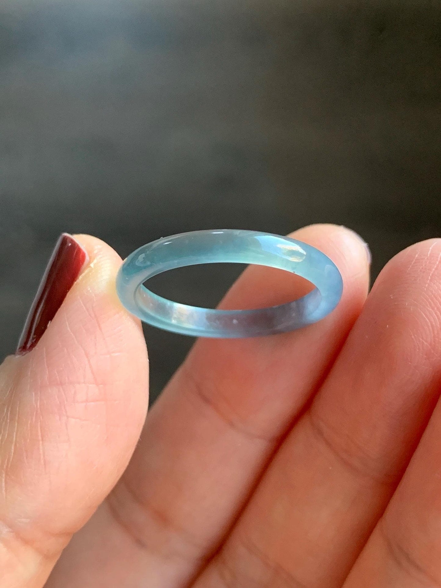 Stunning Natural Guatemalan Icy Highly Translucent Light Purplish Blue Jadeite Band Ring Size 7.75 天然冰危起冰起光淡蓝紫翡翠戒圈 XQ124D
