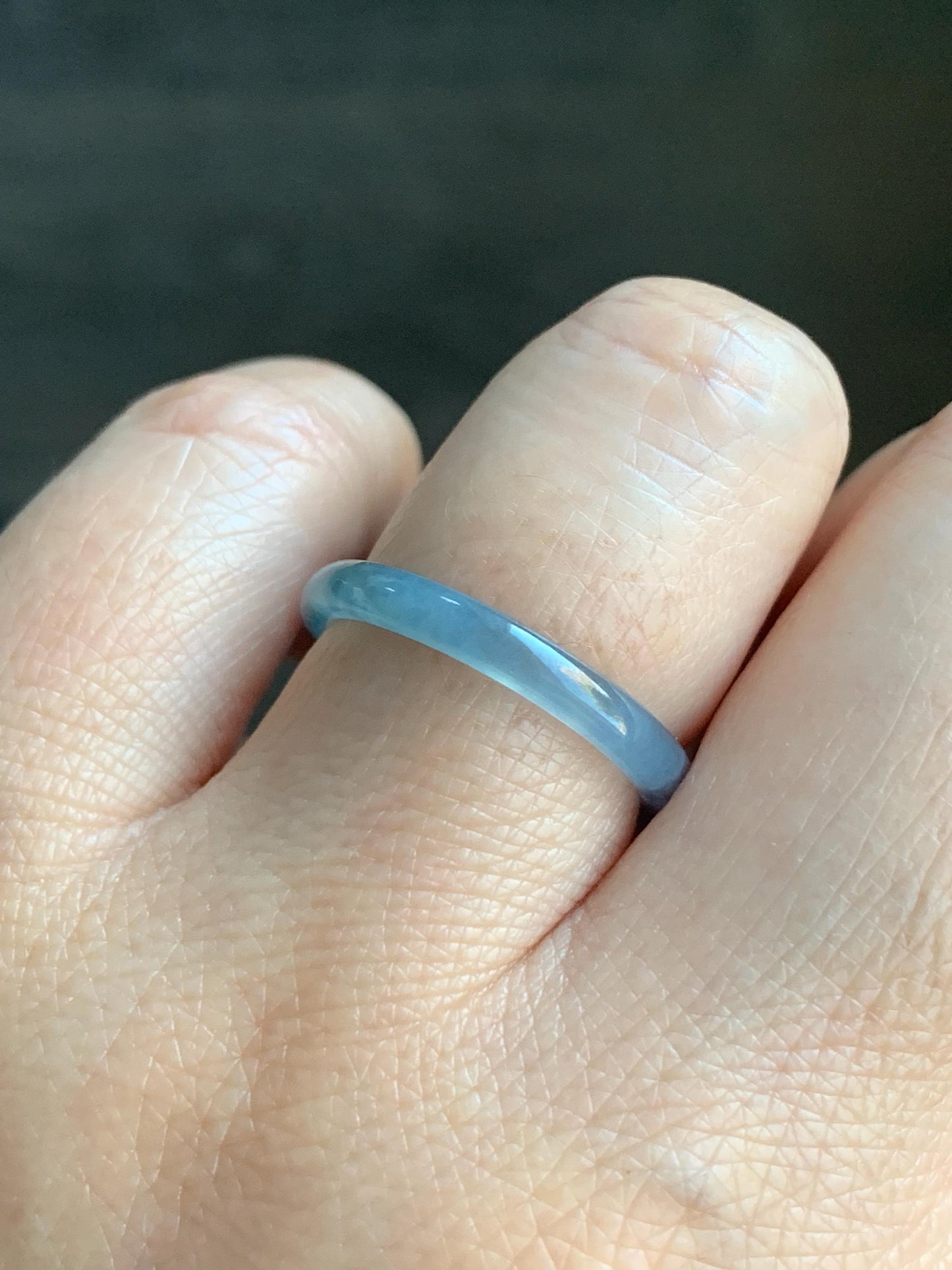 Stunning Natural Guatemalan Icy Highly Translucent Light Purplish Blue Jadeite Band Ring Size 7.75 天然冰危起冰起光淡蓝紫翡翠戒圈 XQ124D