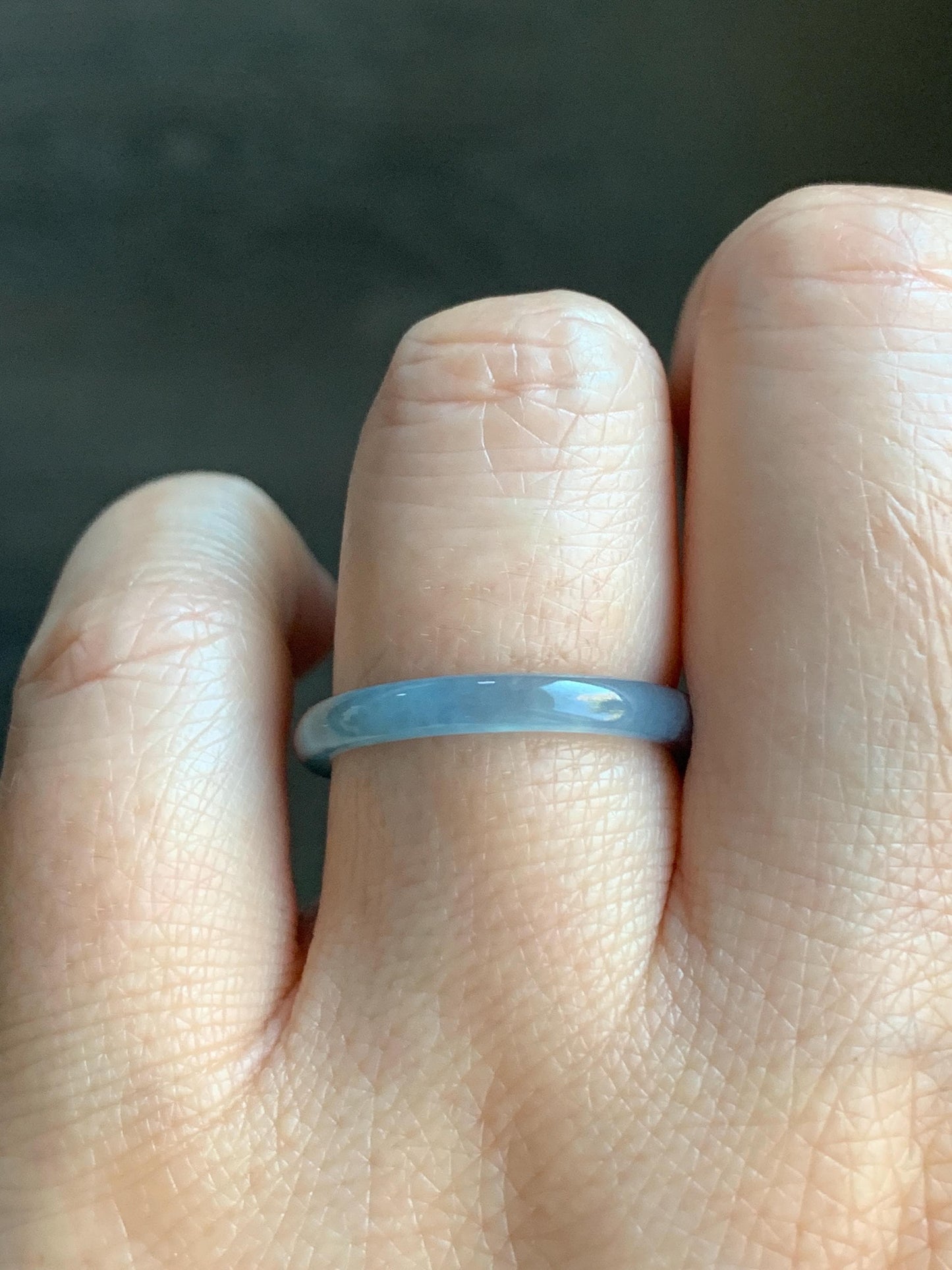 Stunning Natural Guatemalan Icy Highly Translucent Light Purplish Blue Jadeite Band Ring Size 7.75 天然冰危起冰起光淡蓝紫翡翠戒圈 XQ124D