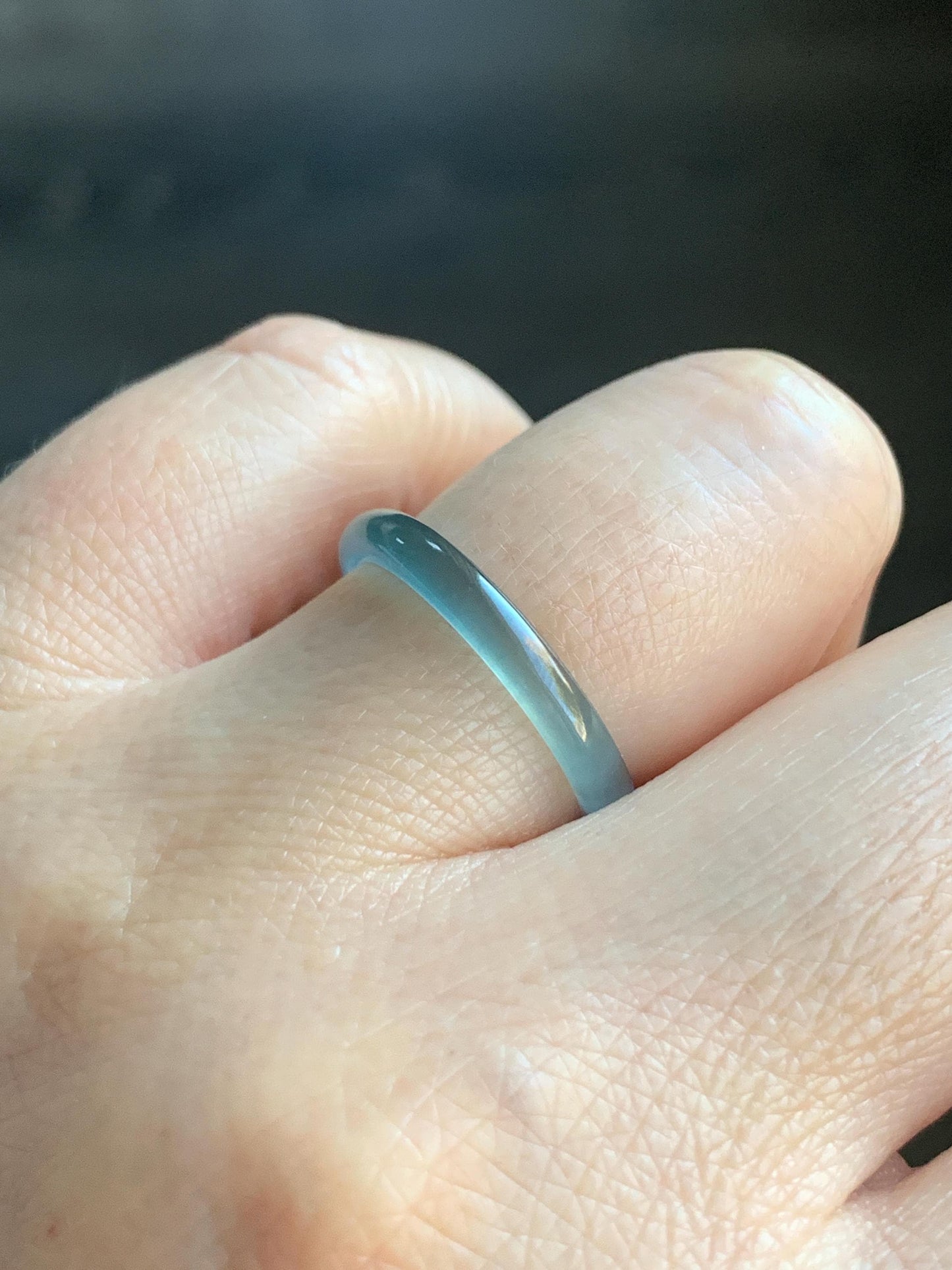 Stunning Natural Guatemalan Icy Highly Translucent Light Purplish Blue Jadeite Band Ring Size 7.75 天然冰危起冰起光淡蓝紫翡翠戒圈 XQ124D
