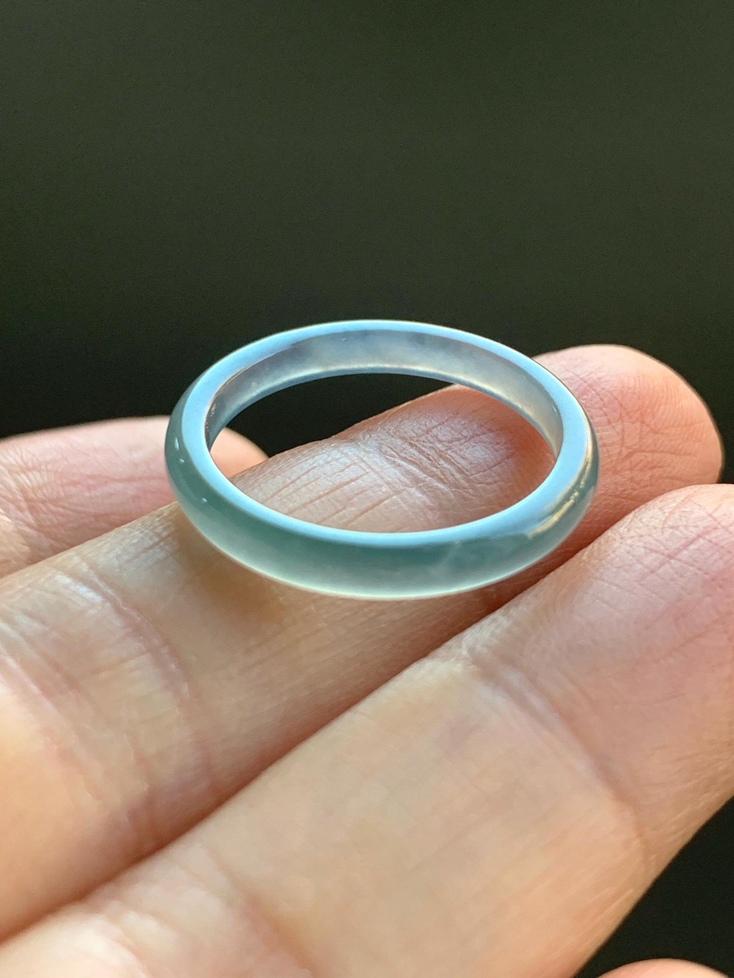 Stunning Natural Guatemalan Icy Highly Translucent Light Purplish Blue Jadeite Band Ring Size 7.75 天然冰危起冰起光淡蓝紫翡翠戒圈 XQ124D
