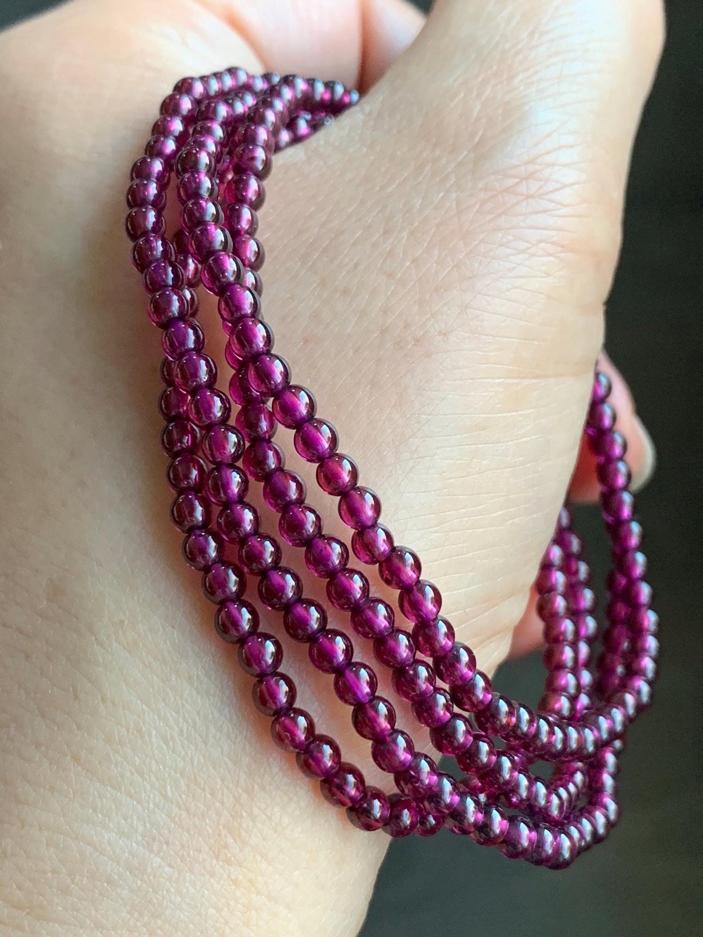 Natural Icy Highly Translucent Intense Raspberry Purple Rhodolite Garnet Petite Beads Layered Beaded Bracelets 天然冰透起光紫牙乌石榴石手串