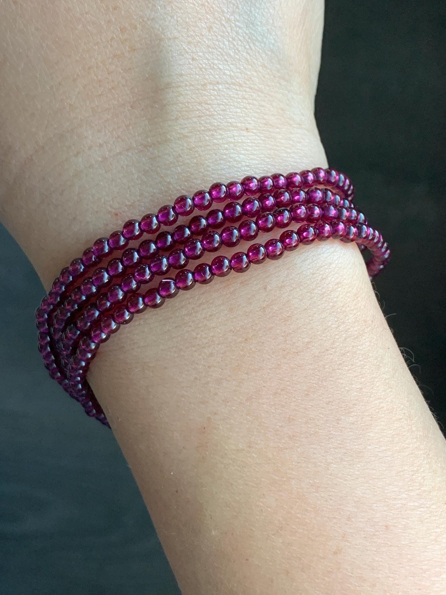 Natural Icy Highly Translucent Intense Raspberry Purple Rhodolite Garnet Petite Beads Layered Beaded Bracelets 天然冰透起光紫牙乌石榴石手串
