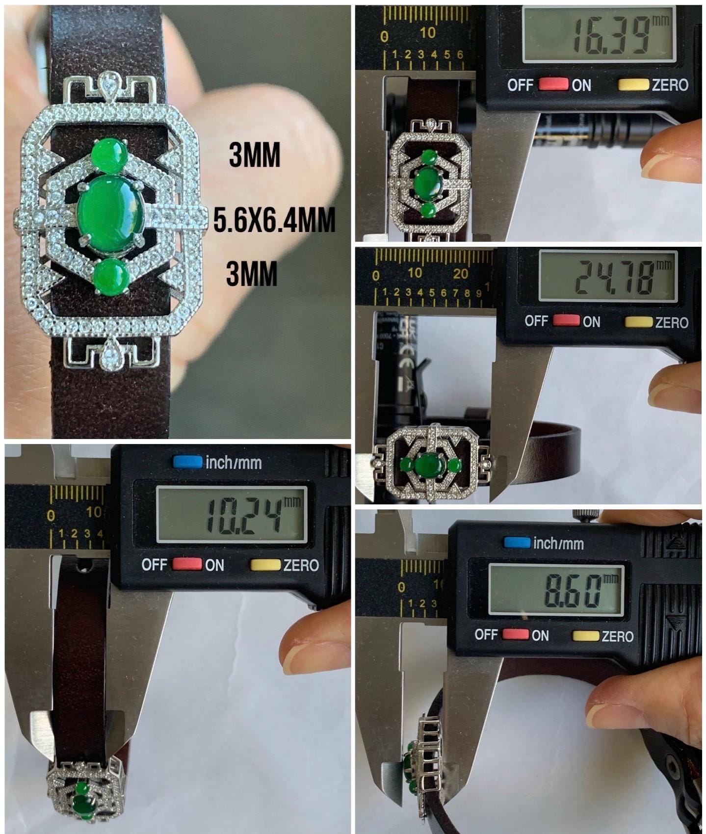Natural Guatemalan Icy Translucent Vibrant Green Jadeite Buckle Bracelet Sterling Silver Adjustable 6”-8” 天然冰危绿翡翠银镶手牌手表镯