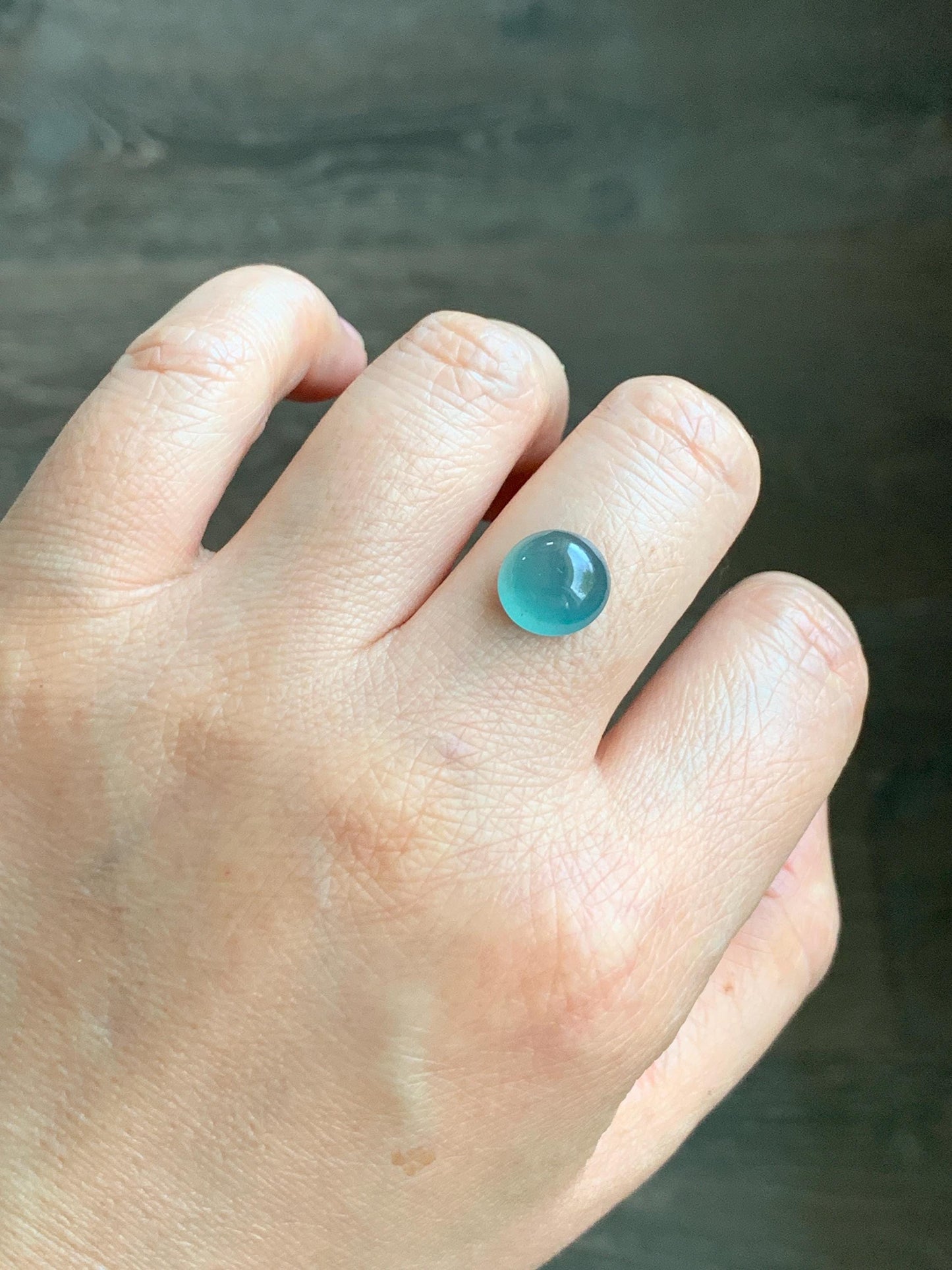 Natural Grade A Guatemalan Icy Highly Translucent & Gelatinous Teal Blue Jadeite Cabochon Loose Stone 10x10.2x5.5mm 天然冰危蓝绿起光翡翠蛋面