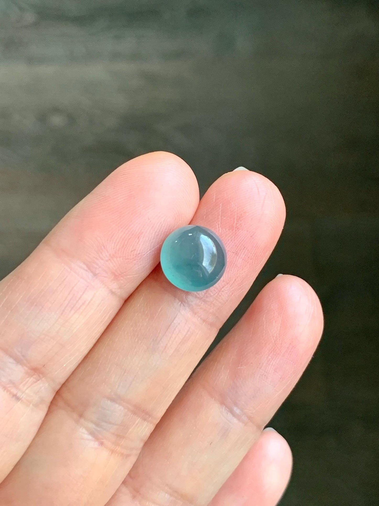 Natural Grade A Guatemalan Icy Highly Translucent & Gelatinous Teal Blue Jadeite Cabochon Loose Stone 10x10.2x5.5mm 天然冰危蓝绿起光翡翠蛋面