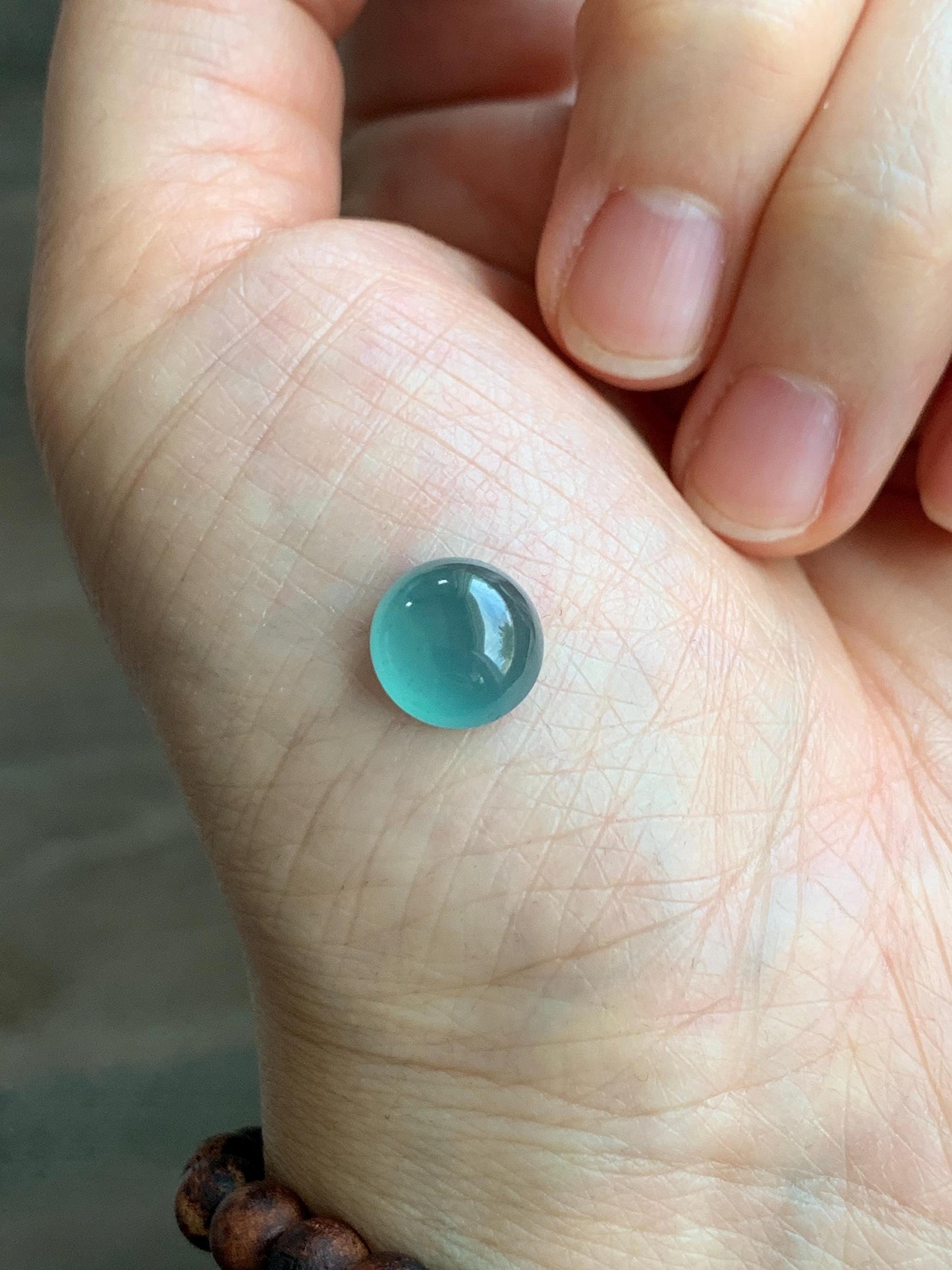 Natural Grade A Guatemalan Icy Highly Translucent & Gelatinous Teal Blue Jadeite Cabochon Loose Stone 10x10.2x5.5mm 天然冰危蓝绿起光翡翠蛋面
