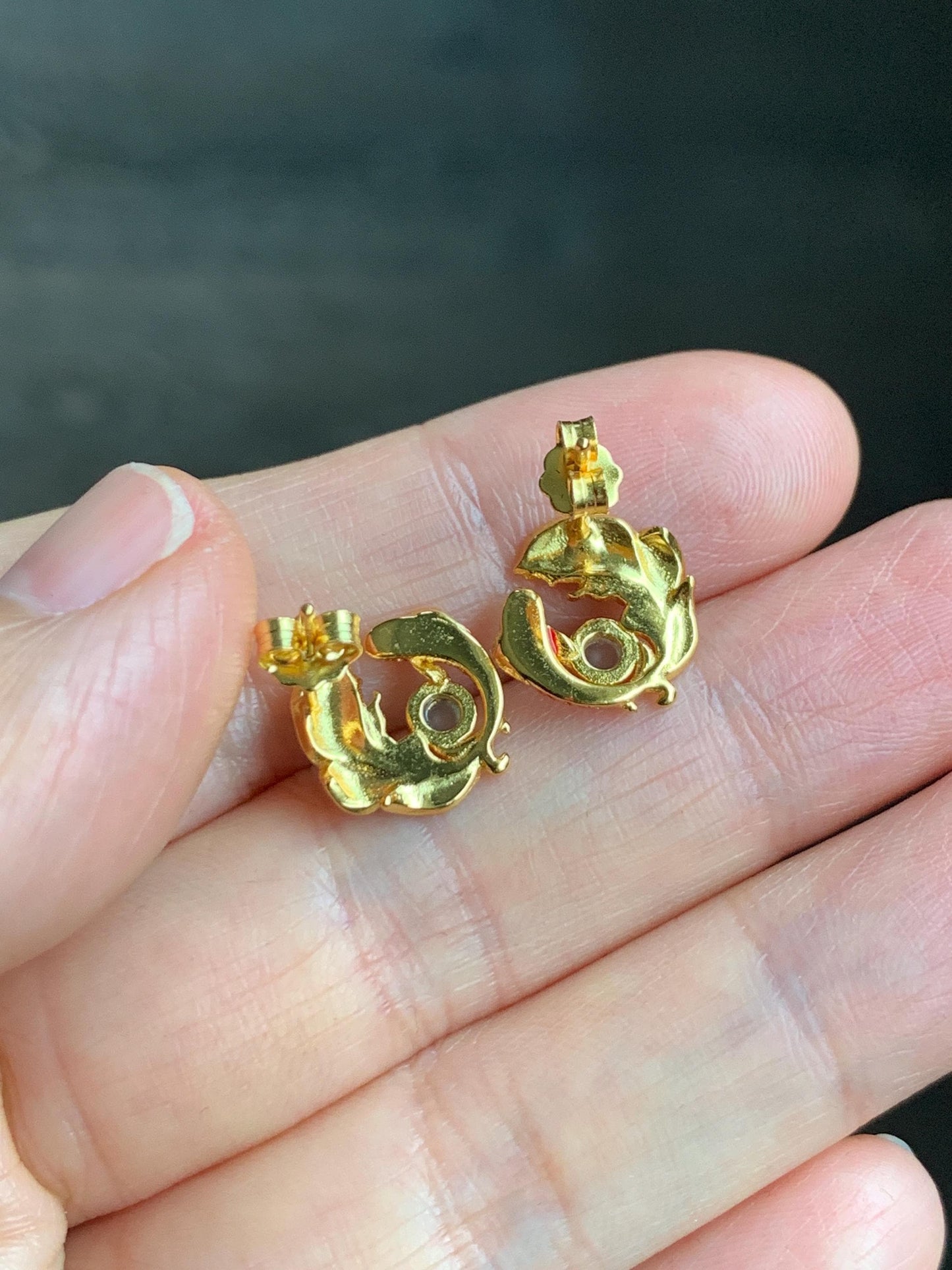 Natural Guatemalan Grade A Icy Highly Translucent Jadeite Koi Fish Stud Earrings Enamel Sterling Silver 天然冰危淡蓝翡翠蛋面锦鲤烤漆银镶耳钉 JLL60