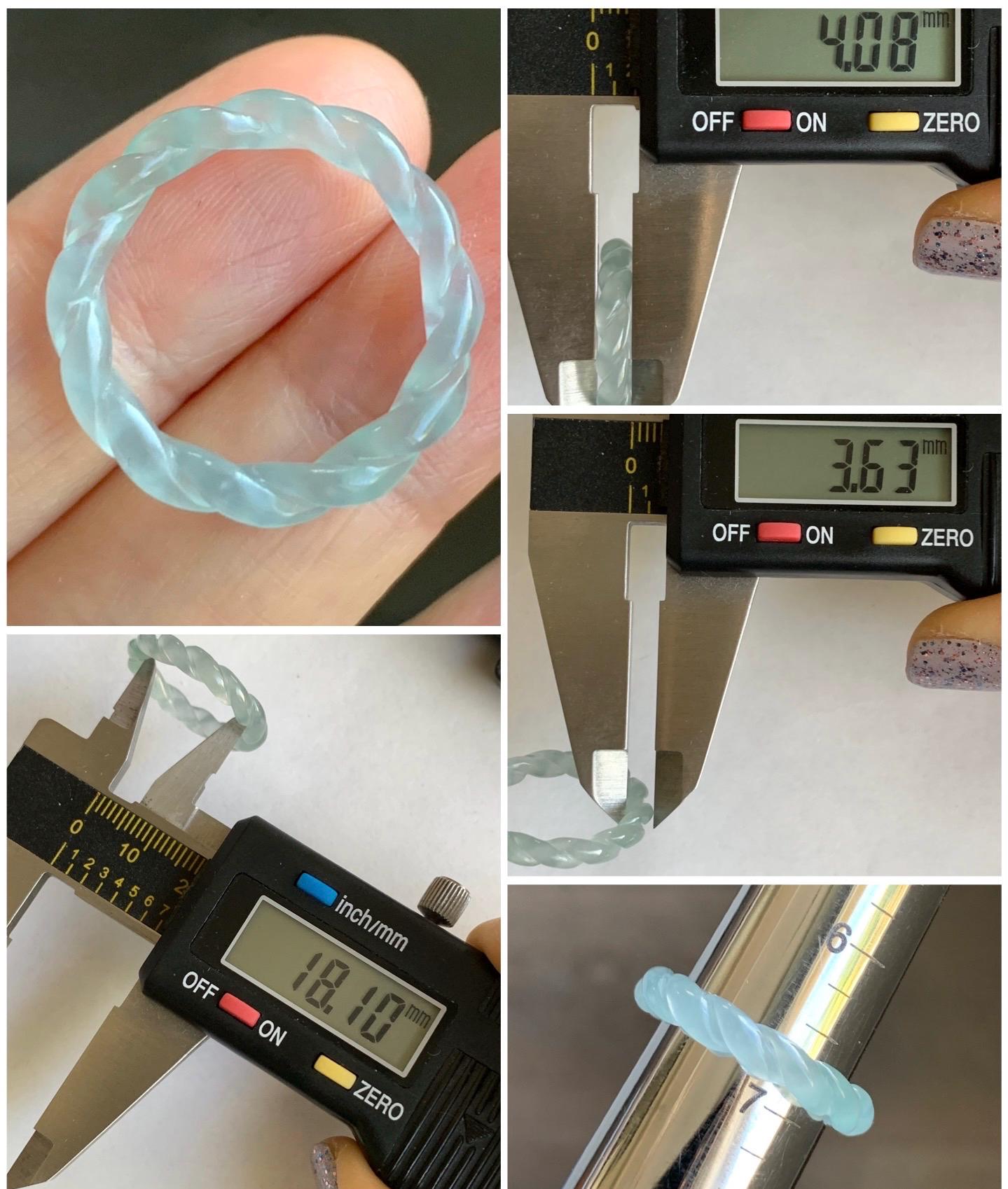 Natural Guatemalan Icy Highly Translucent Gelatinous Light Blue Jadeite Carved Braid Band Ring Size 6.75 US 2g 天然高冰危浅蓝起光翡翠麻花戒圈 MHJ675
