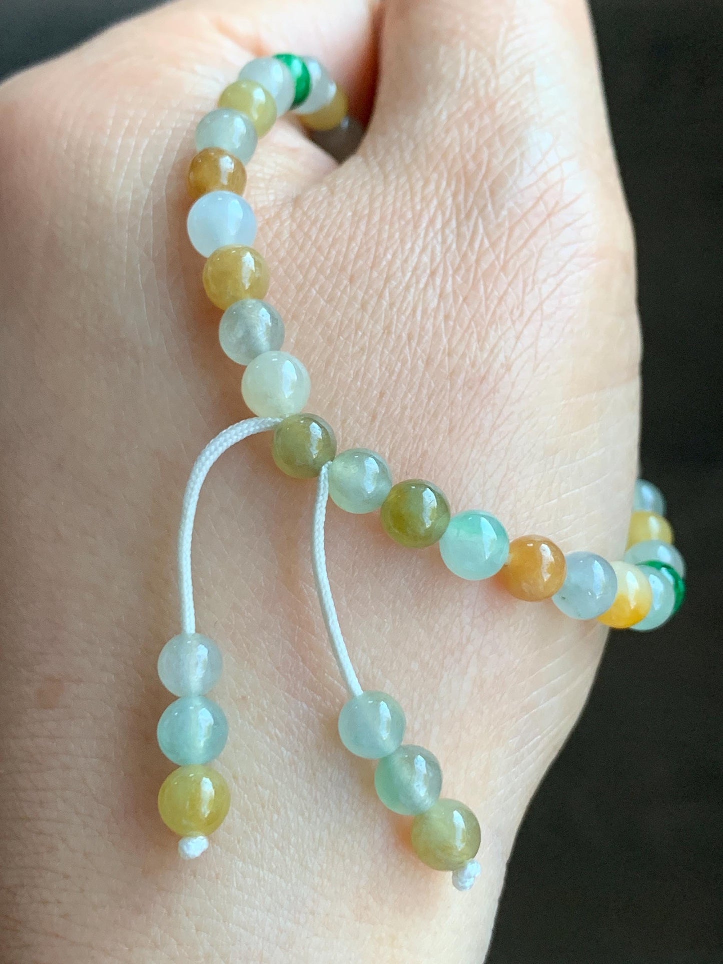 Natural Grade A Icy Translucent Vibrant Multicolored Jadeite Petite Beads Beaded Bracelet 5.2-5.6mm 6.75” 9g 天然冰多宝翡翠小珠手串 BDB1223
