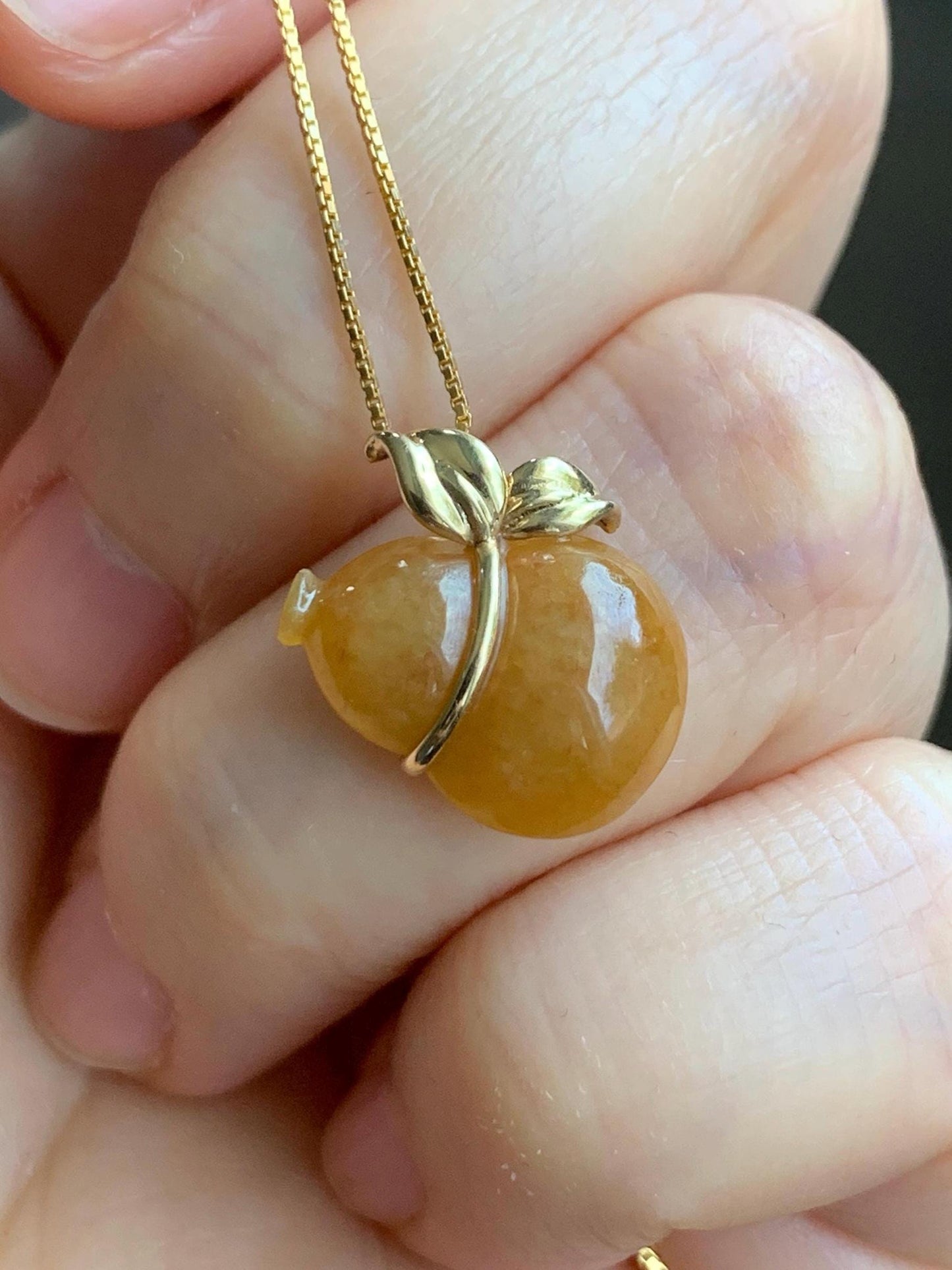 Certified Grade A Natural Icy Translucent Intense Yellow Jadeite Gourd Hulu Pendant 18K Yellow Gold 1.84g 天然冰浓黄翡葫芦镶嵌吊坠 4097