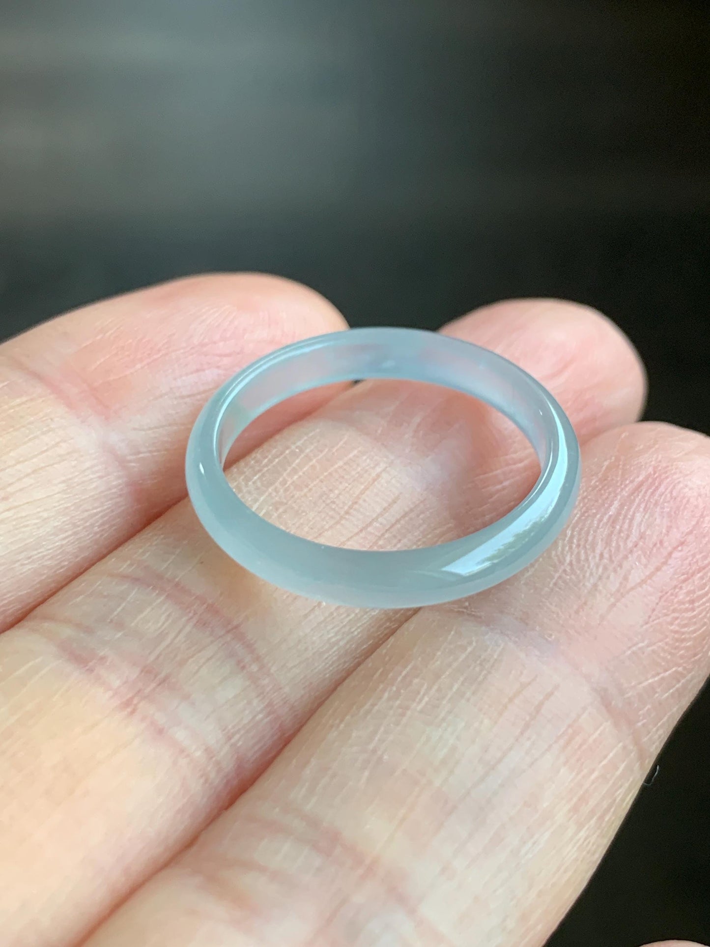 Natural Grade A Guatemalan Icy Highly Translucent Pastel Teal Blue Jadeite Band Ring Size 7.75 US