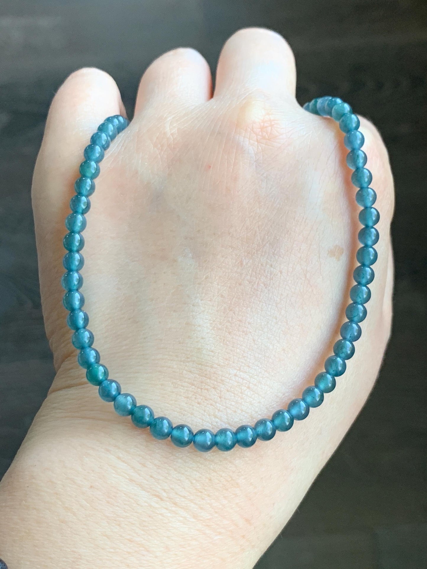 Natural Grade A Guatemalan Icy Highly Translucent Aegean Blue Jadeite Petite Beads Beaded Necklace 4.5mm 21g