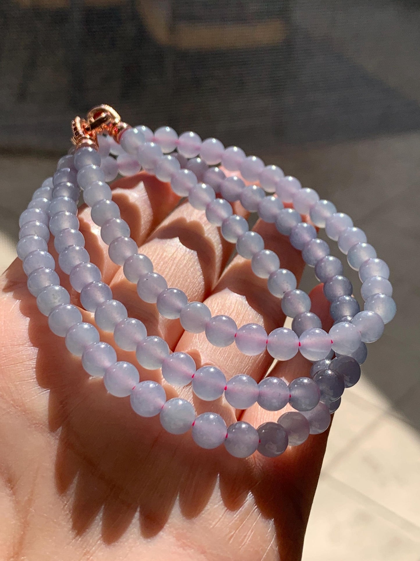 Certified Grade A Natural Guatemalan Icy Highly Translucent Light Pastel Blue Jadeite Beaded Necklace 5.8mm