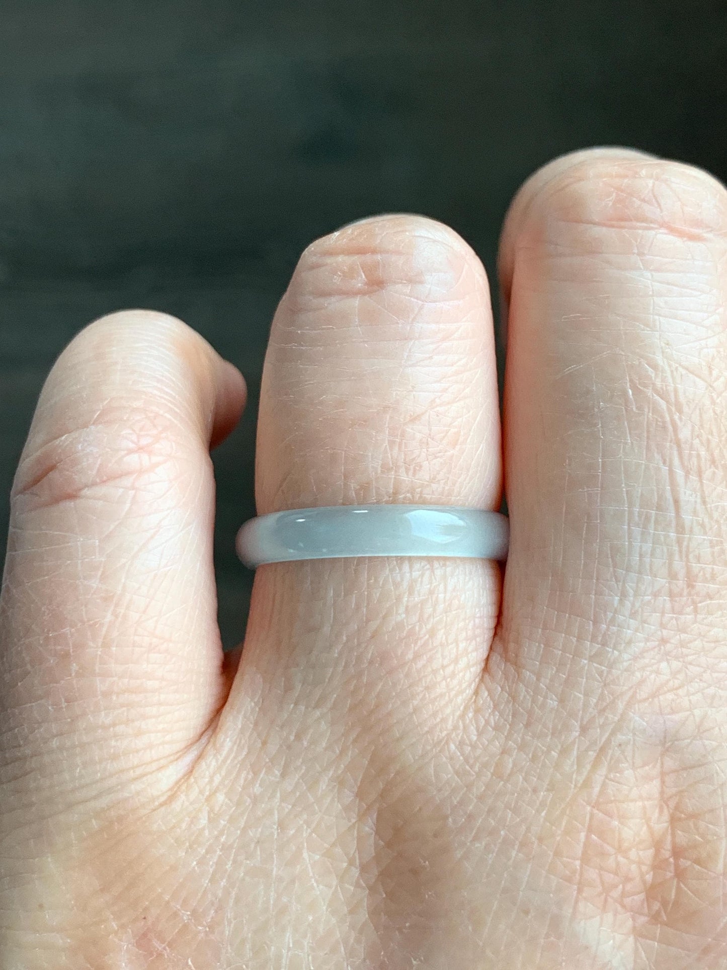 Natural Grade A Guatemalan Icy Highly Translucent Pastel Teal Green Jadeite Band Ring Size 7.75 US