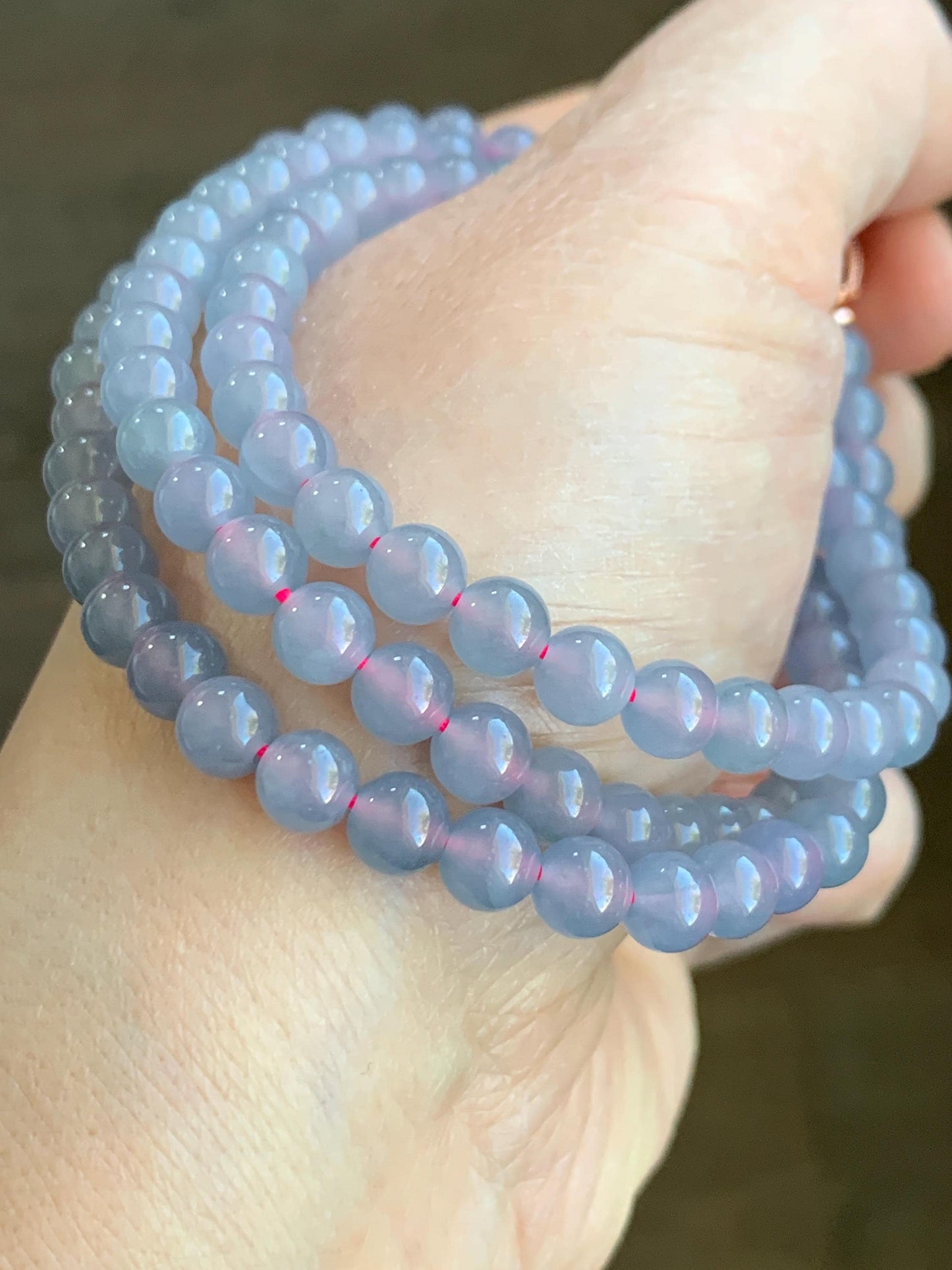Certified Grade A Natural Guatemalan Icy Highly Translucent Light Pastel Blue Jadeite Beaded Necklace 5.8mm