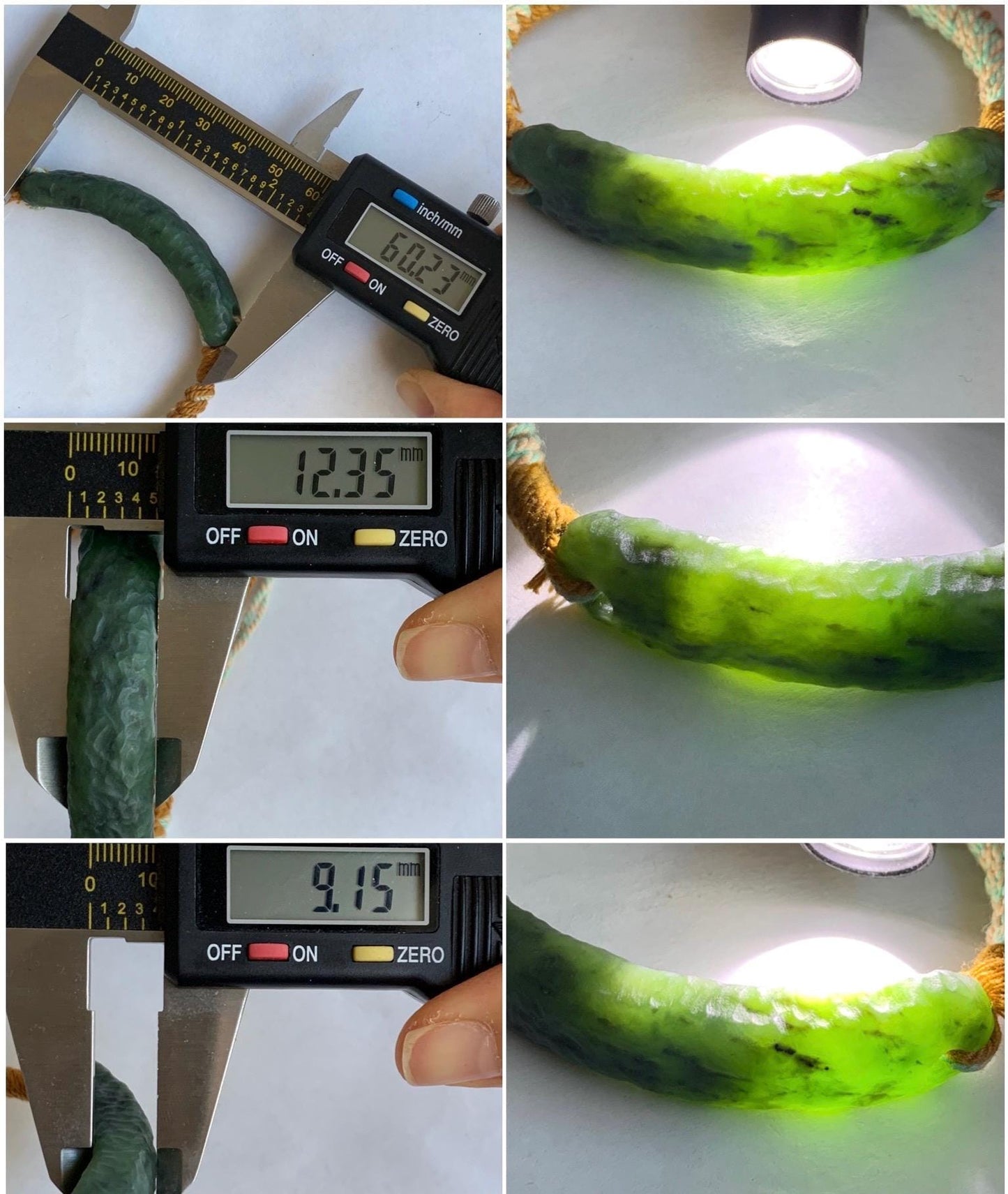 Natural Grade A Nephrite Jade Cuff Rope Bracelet Translucent Dark Green Adjustable 6.75" 20g 天然和田玉仿古手牌手绳 C