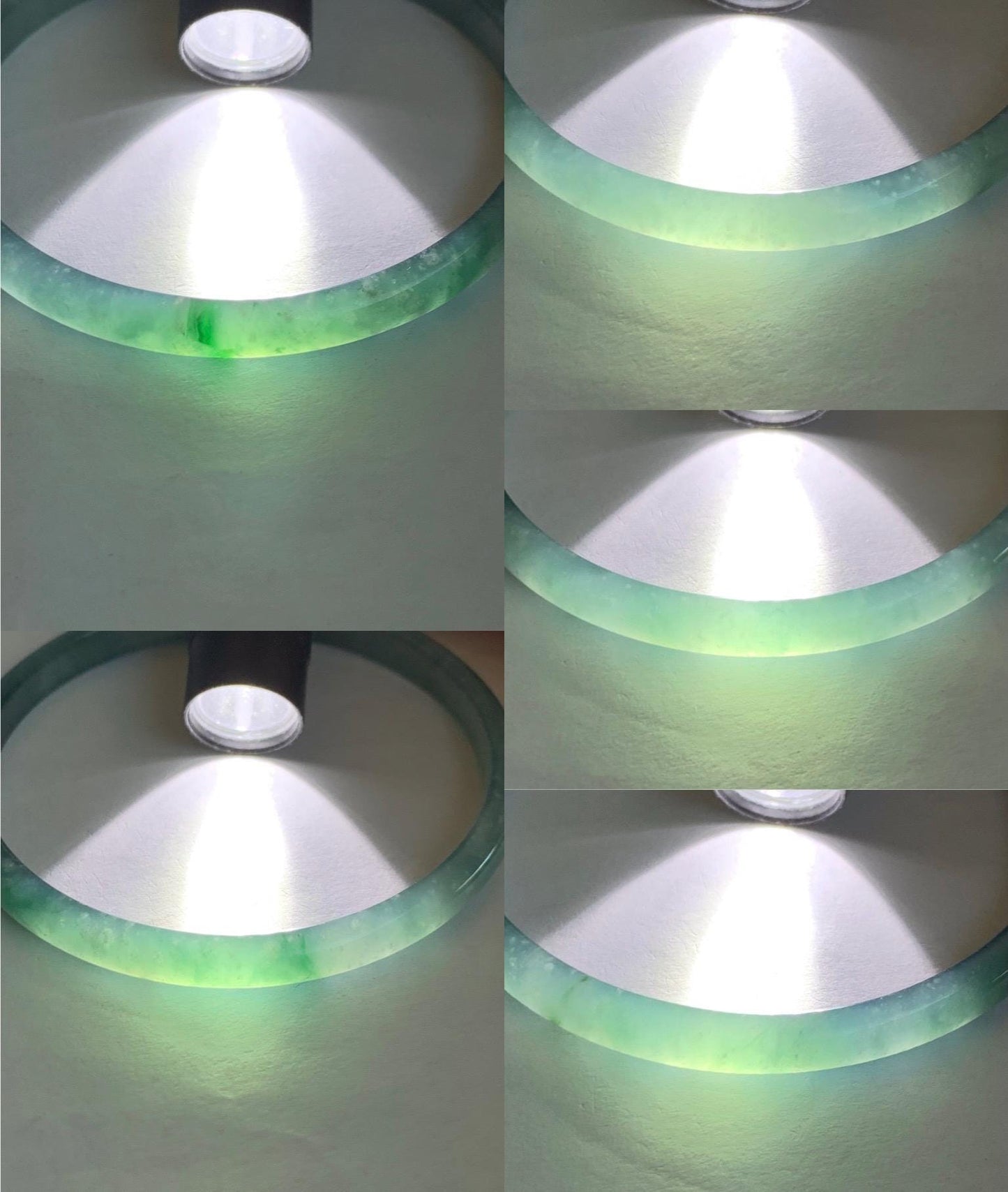 Certified Natural Grade A Guatemalan Icy Highly Translucent Gelatinous Teal Blue Jadeite Slim Bangle 61mm 16.59g 天然老种冰胶危蓝飘花翡翠细条手镯 1131