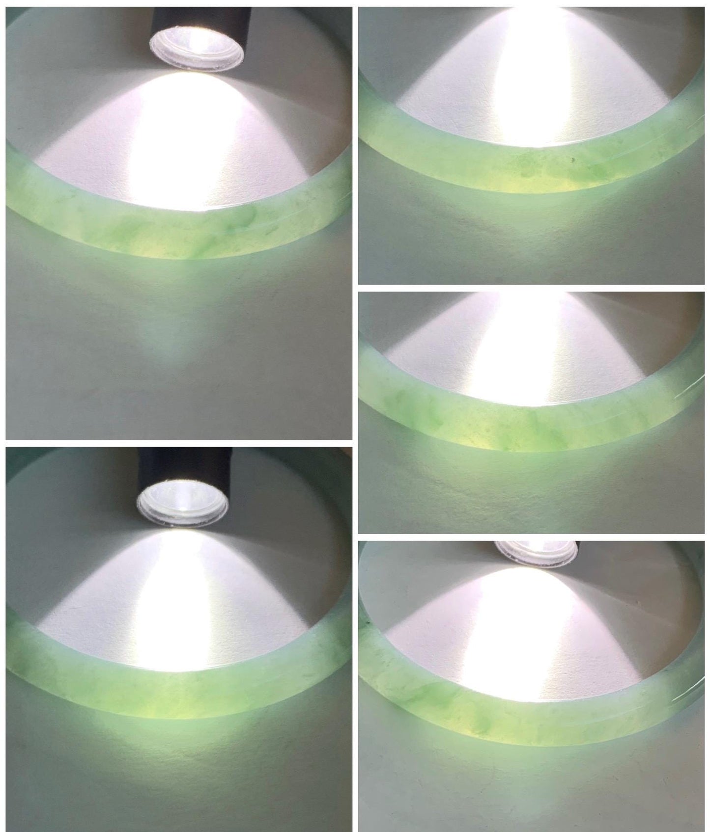 Certified Natural Grade A Guatemalan Icy Translucent Gelatinous Light Blueish Green Jadeite Bangle Bracelet 58.6mm 26.6g 天然冰胶危淡蓝绿翡翠圆条手镯 1146