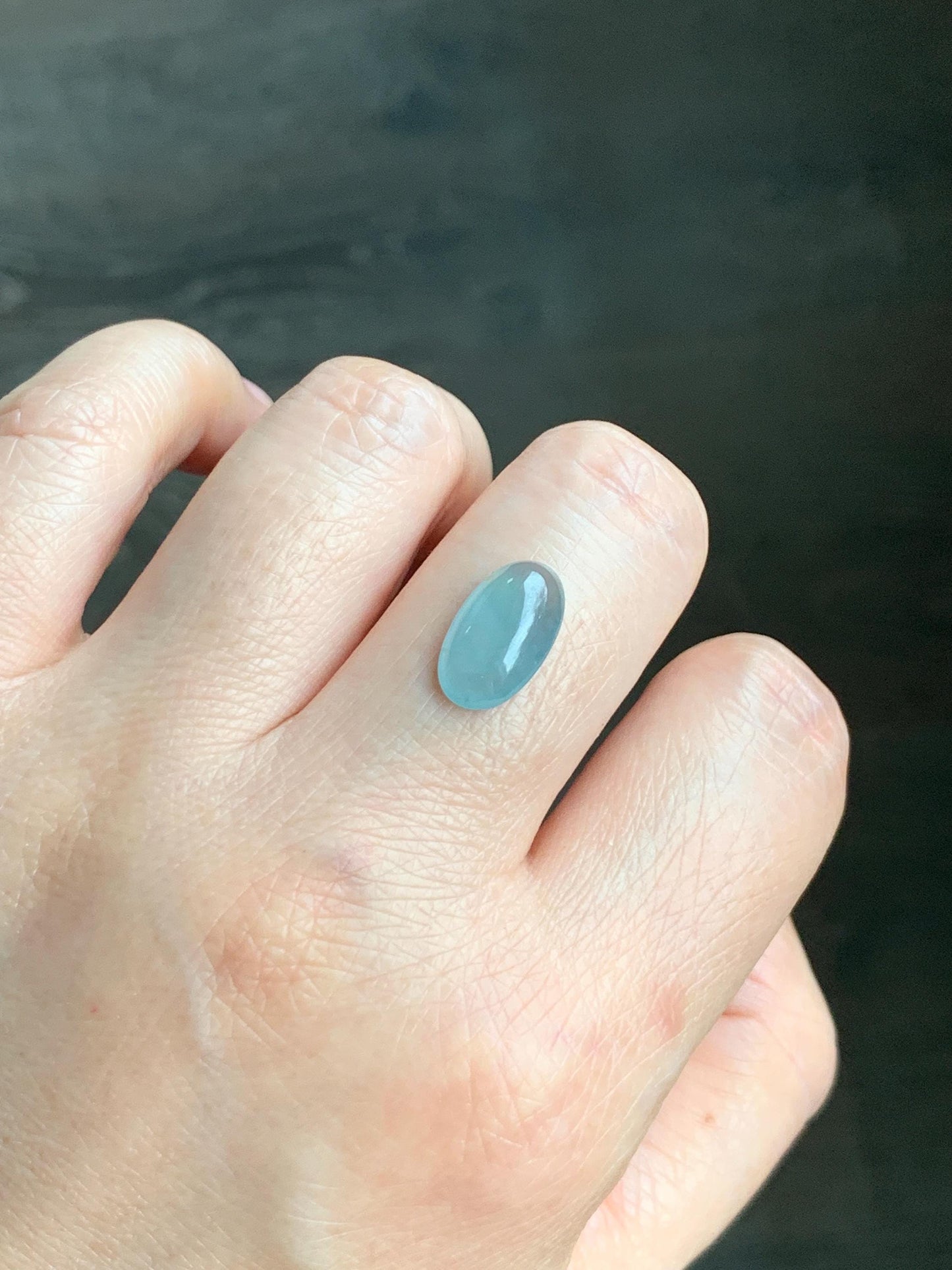 Natural Grade A Guatemalan Icy Highly Translucent Light Blue Jadeite Oval Cabochon Set of 2 For Earrings 天然老种冰危浅蓝翡翠椭圆蛋面 TYD180