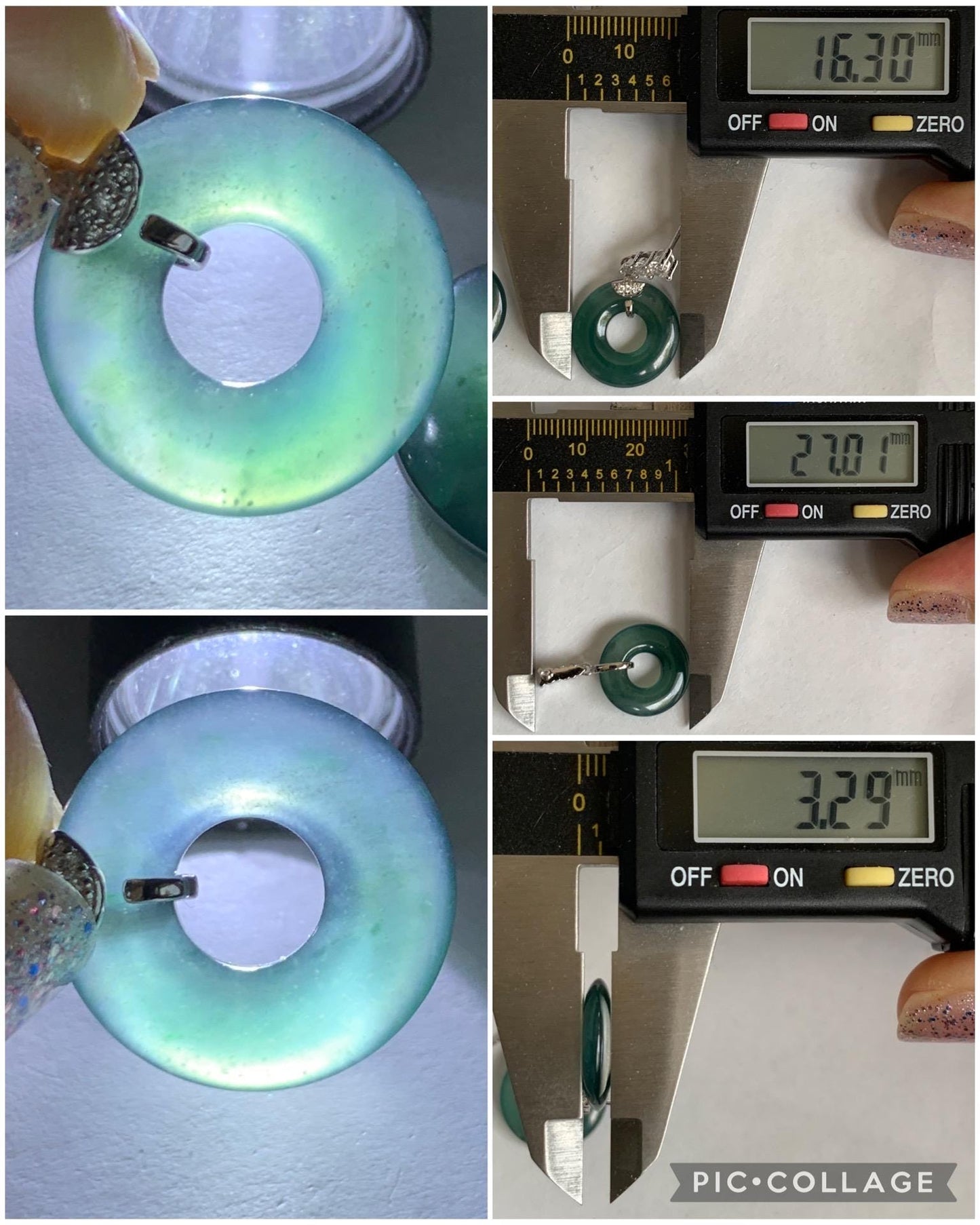 Natural Guatemalan Icy Highly Translucent Dark Teal Blue Jadeite Ping An Kou Donut Stud Earrings Sterling Silver 天然冰危深蓝绿翡翠平安扣耳钉 PKG110