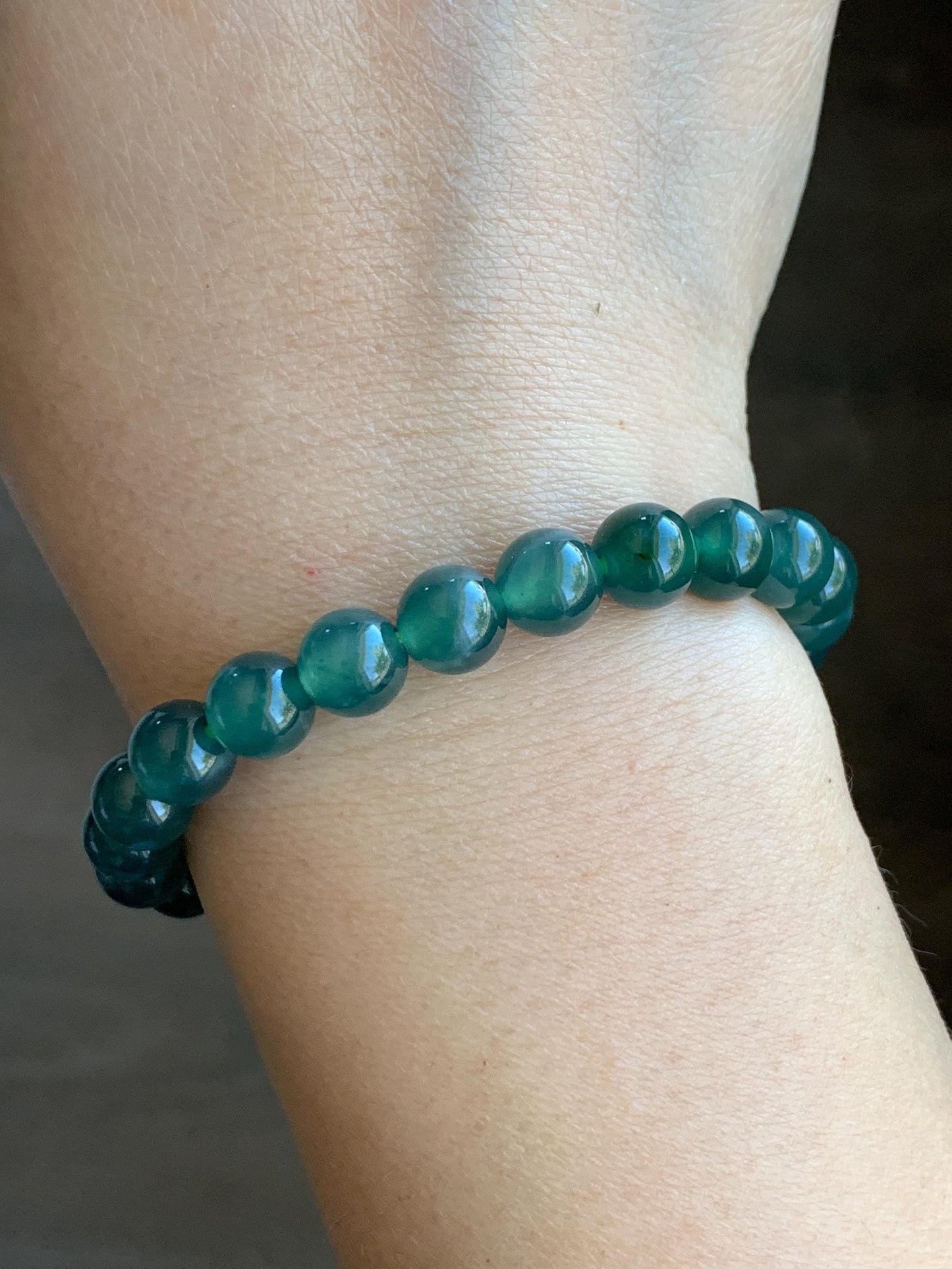 Natural Grade A Guatemalan Icy Highly Translucent Gelatinous Teal Green Jade Jadeite Beaded Bracelet 7.5-7.8mm 7” 19g 天然老种冰危蓝绿翡翠手串 ZKWS