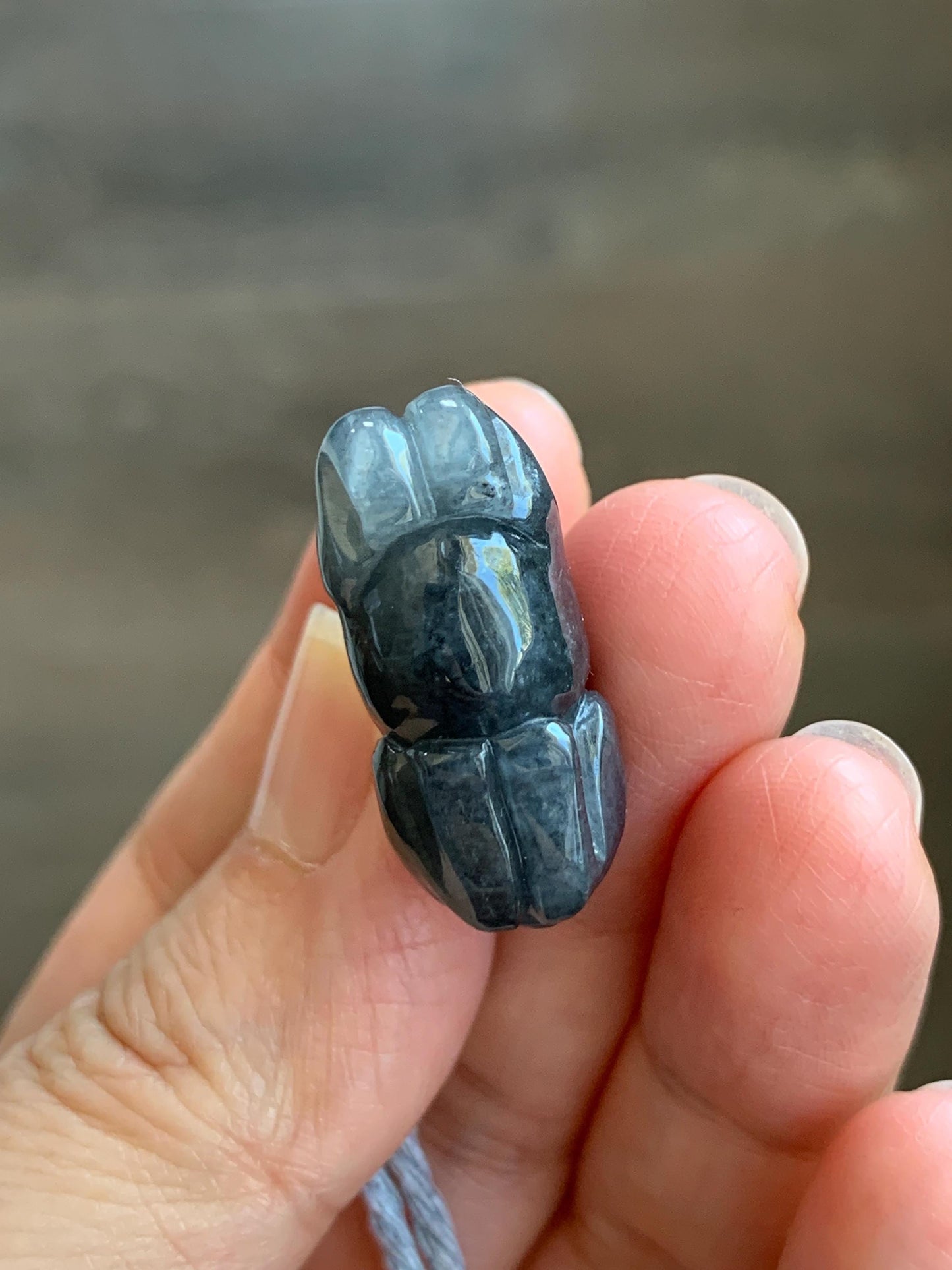 Natural Grade A Icy Translucent Gelatinous Dark Wuji Jade Jadeite Carved Tang Horse Pendant Rope Necklace 26" 11g 天然冰透乌鸡翡翠唐马吊坠挂件 TMW407