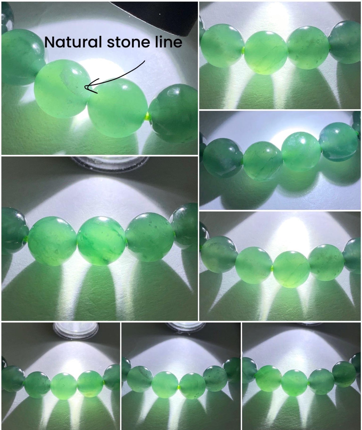 Natural Grade A Guatemalan Icy Highly Translucent Gelatinous Teal Green Jade Jadeite Beaded Bracelet 7.5-7.8mm 7” 19g 天然老种冰危蓝绿翡翠手串 ZKWS