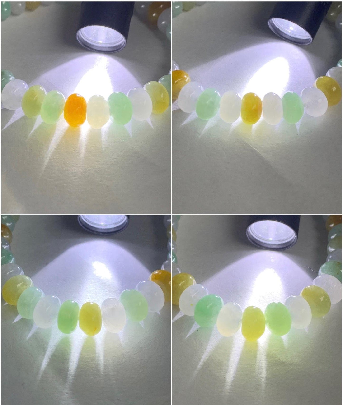 Certified Natural Grade A Icy Translucent Multicolored Jadeite Large Drum Beads Beaded Bracelet 8.9x5mm 7” 27 grams 天然冰胶多宝翡翠大卡鼓珠手串 1123