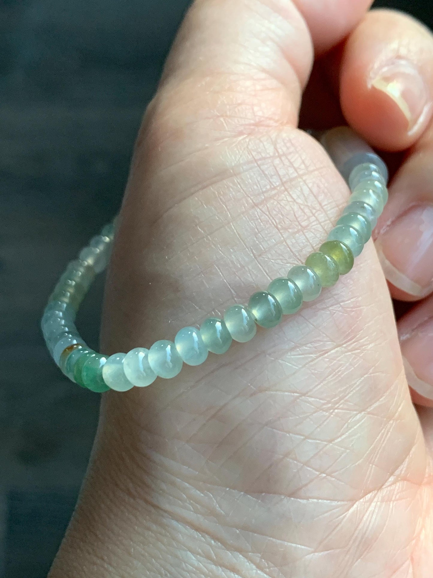 Natural Grade A Icy Highly Translucent Pastel Green Jadeite Petite Drum Beads Barrel Bead Beaded Bracelet 6.5” 8g 天然冰胶起光晴底翡翠小鼓珠桶珠手串 BQT242