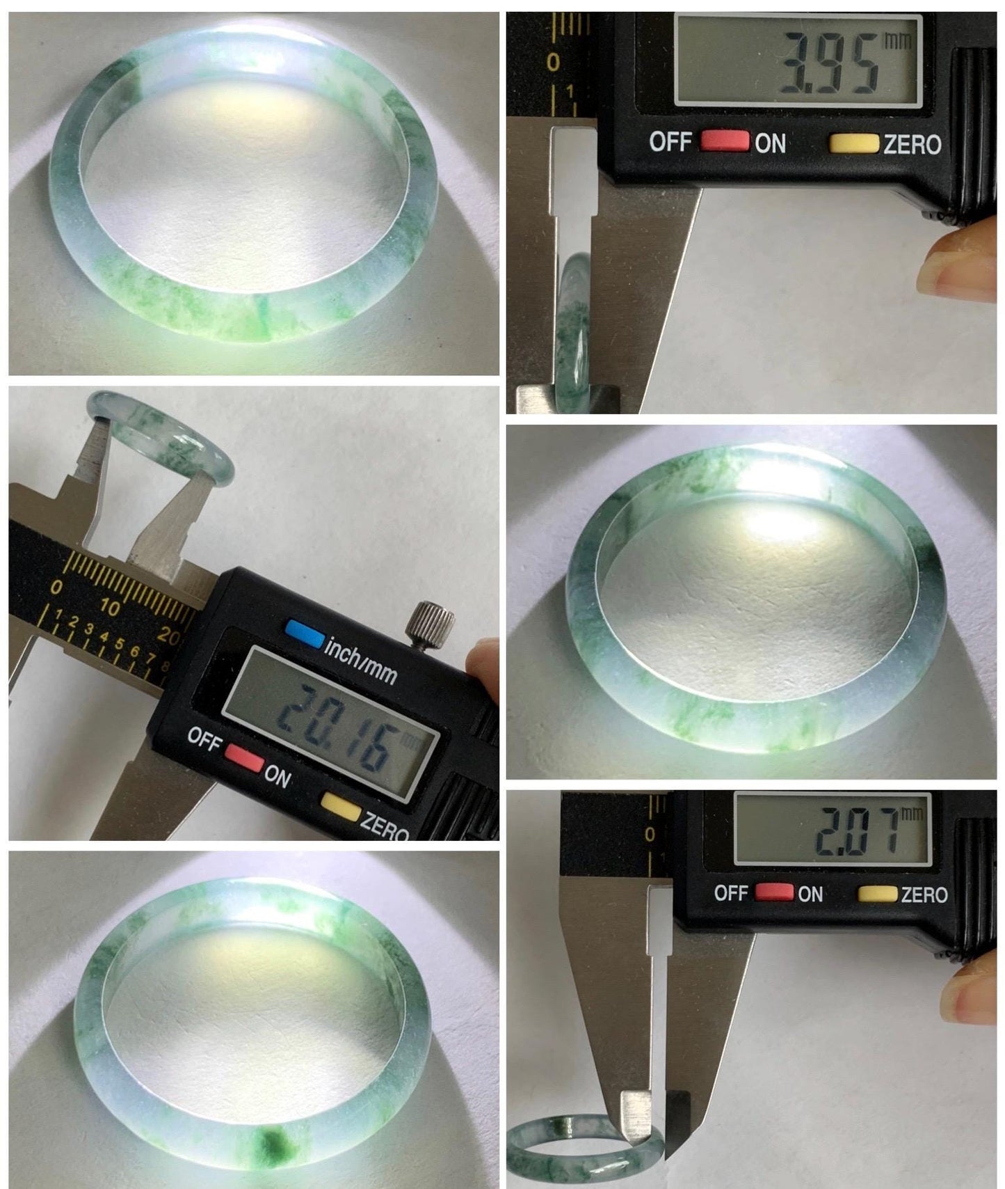 Natural Grade A Guatemalan Icy Highly Translucent Gelatinous Pastel Blue & Green Marbled Jadeite Band Ring Size 10.25 天然冰危浅蓝起光飘绿花翡翠戒圈 PHW55