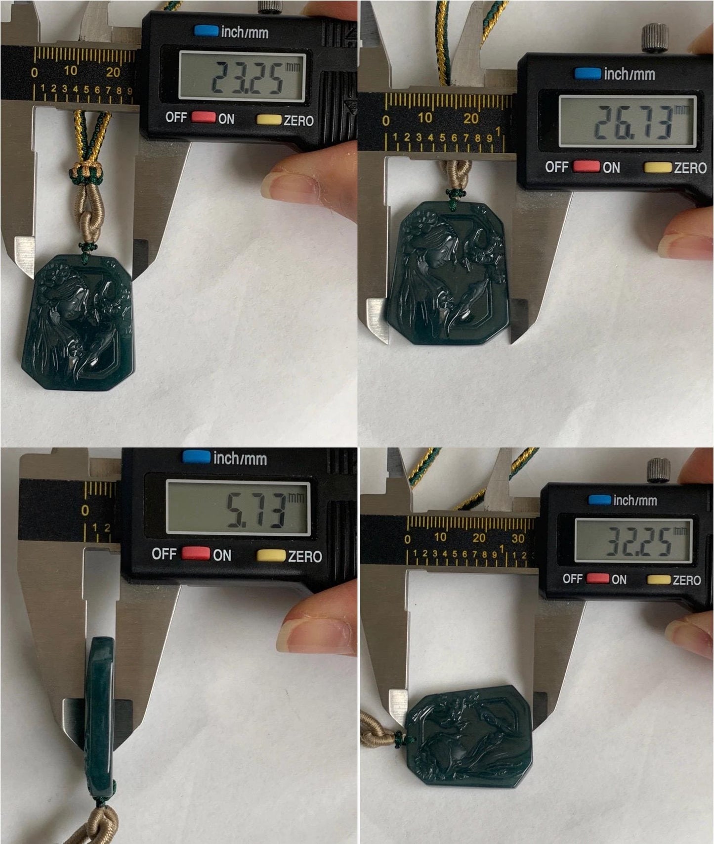 Natural Guatemalan Grade A Icy Translucent Dark Teal Green Jadeite Carved Beauty Pendant Rope Necklace Adjustable 25” 14g 天然冰危深蓝绿翡翠小美女吊坠挂件