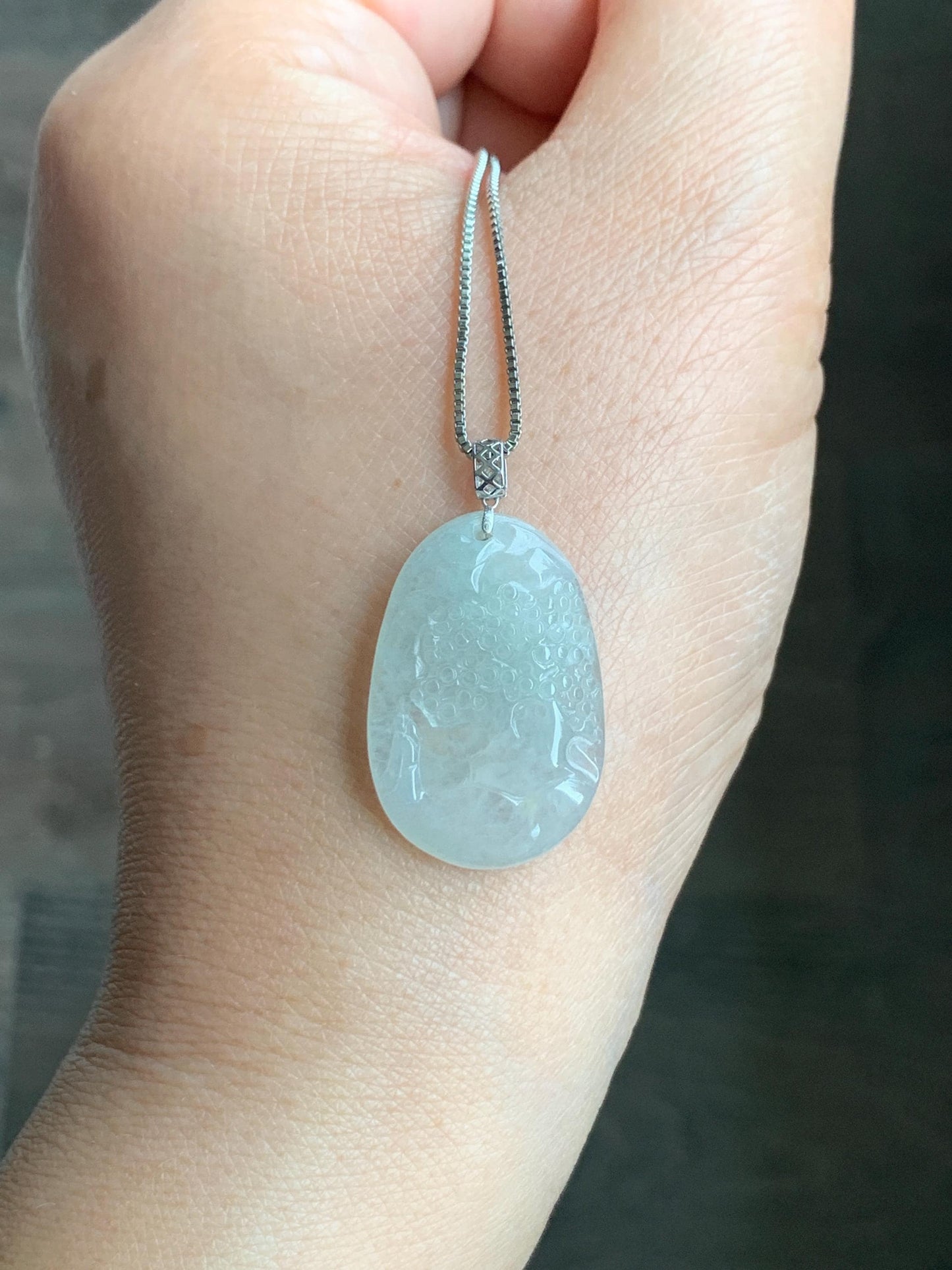 Natural Grade A Icy Translucent Gelatinous Pastel Green Jadeite Shan Shui Landscape Scenery Pendant 18K White Gold 3g 天然冰淡晴底翡翠小山水牌吊坠 XMSH-B